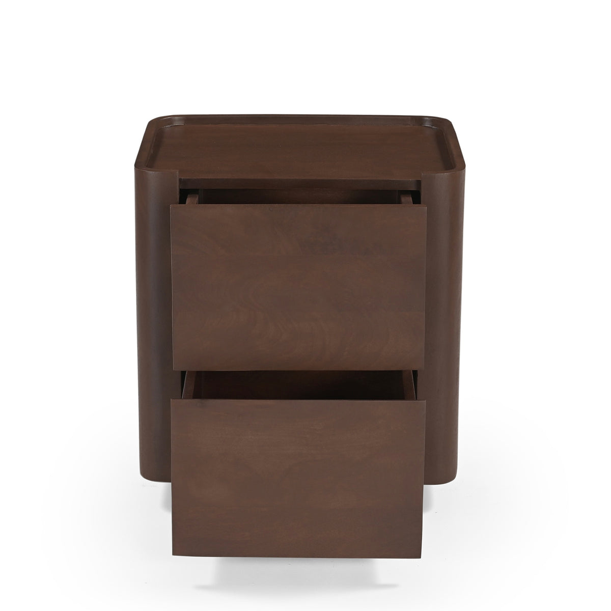 Raya Solid Mango Wood Bedside Table in Walnut