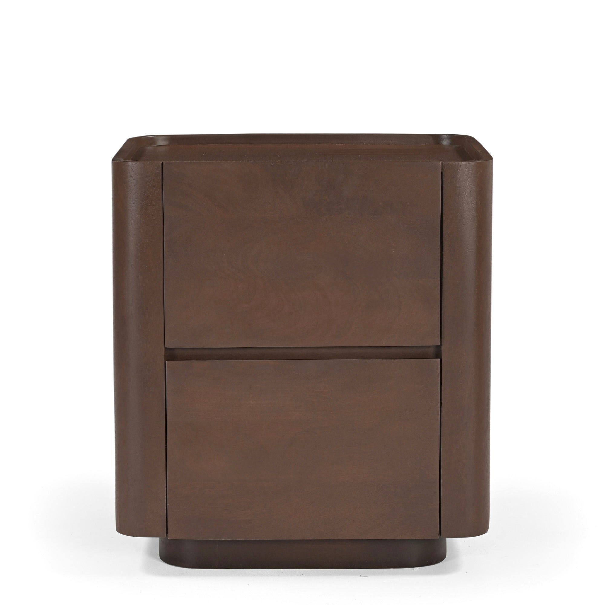 Raya Solid Mango Wood Bedside Table in Walnut