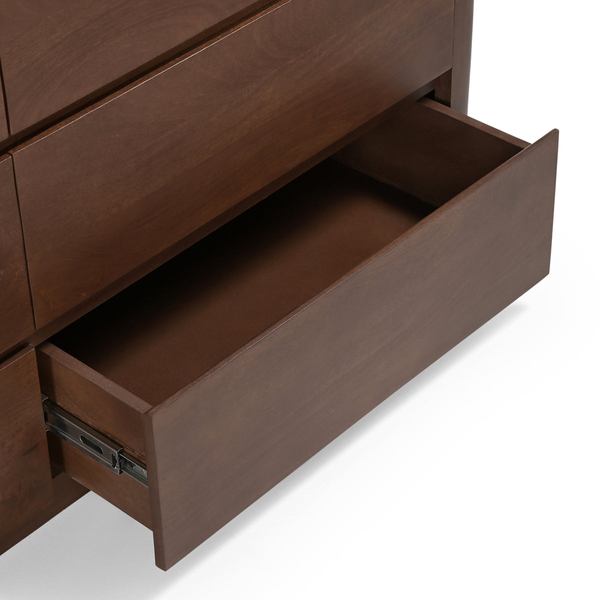 Raya Solid Mango Wood 6 Drawer Chest in Walnut