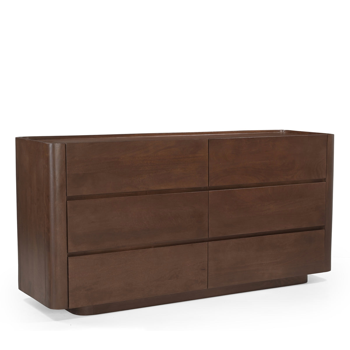 Raya Solid Mango Wood 6 Drawer Chest in Walnut