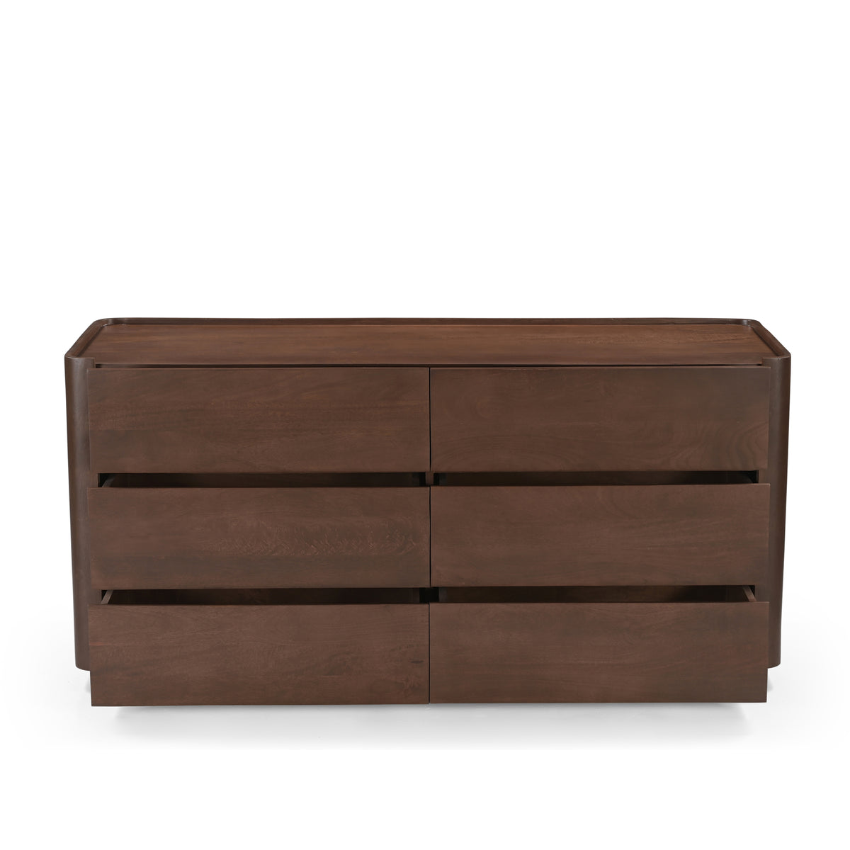 Raya Solid Mango Wood 6 Drawer Chest in Walnut