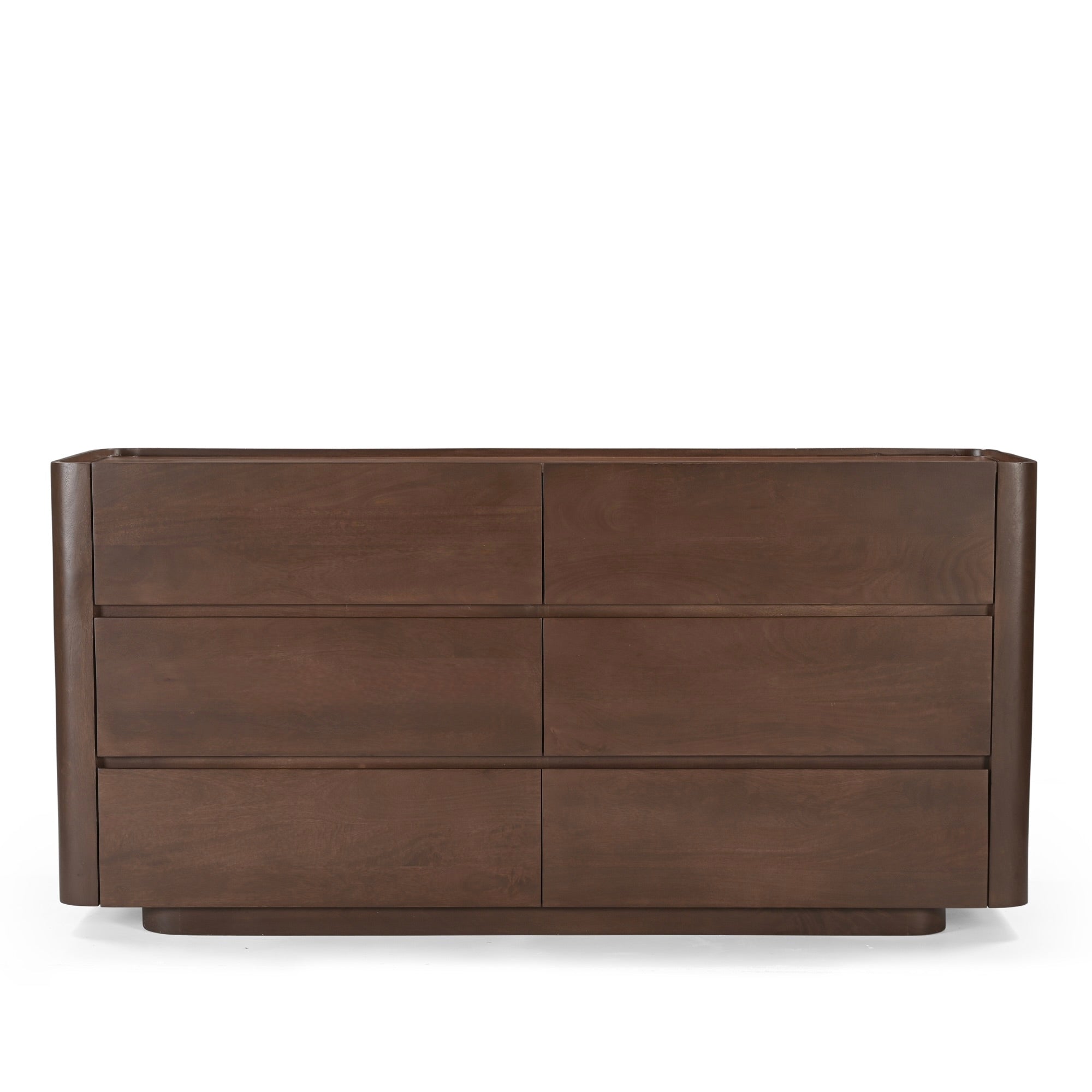 Raya Solid Mango Wood 6 Drawer Chest in Walnut
