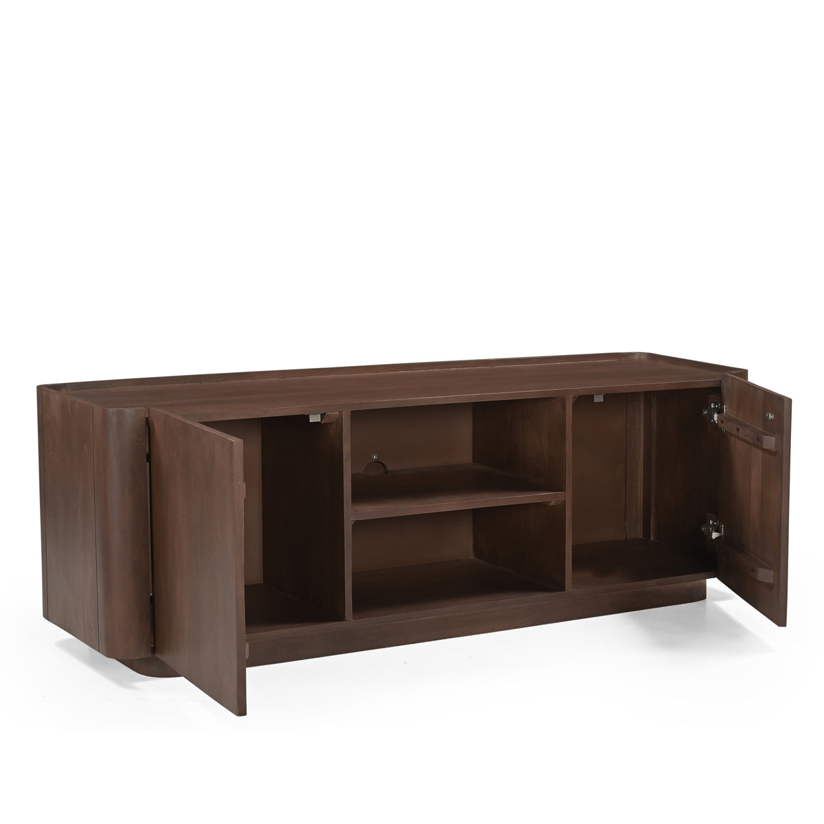 Raya Solid Mango Wood Small TV Stand in Walnut (145cm)