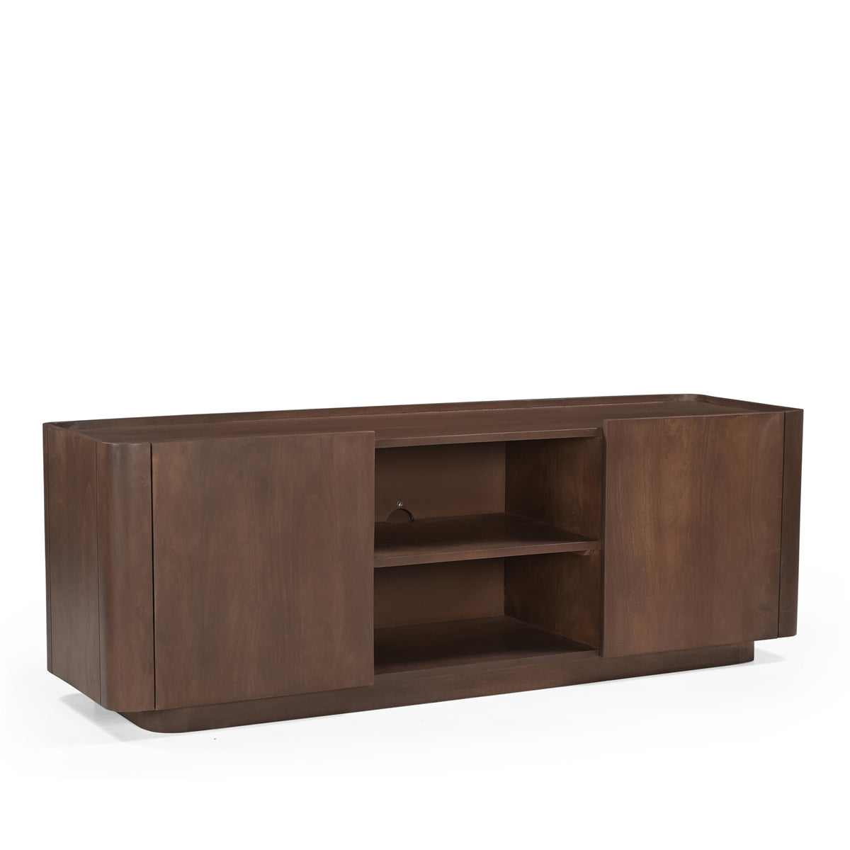 Raya Solid Mango Wood Small TV Stand in Walnut (145cm)