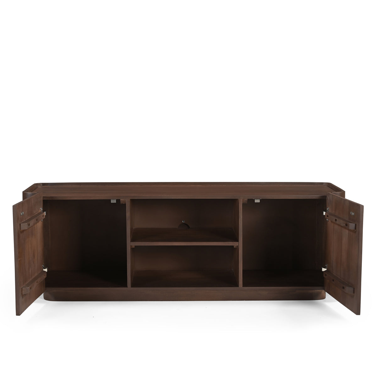 Raya Solid Mango Wood Small TV Stand in Walnut (145cm)