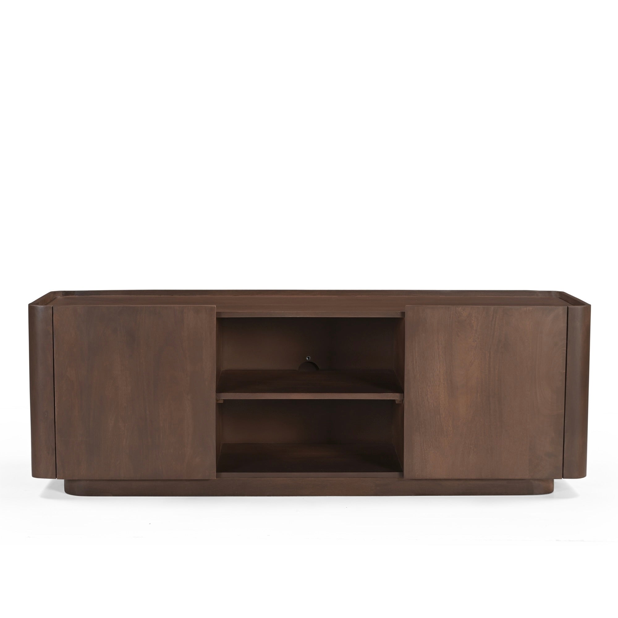 Raya Solid Mango Wood Small TV Stand in Walnut (145cm)