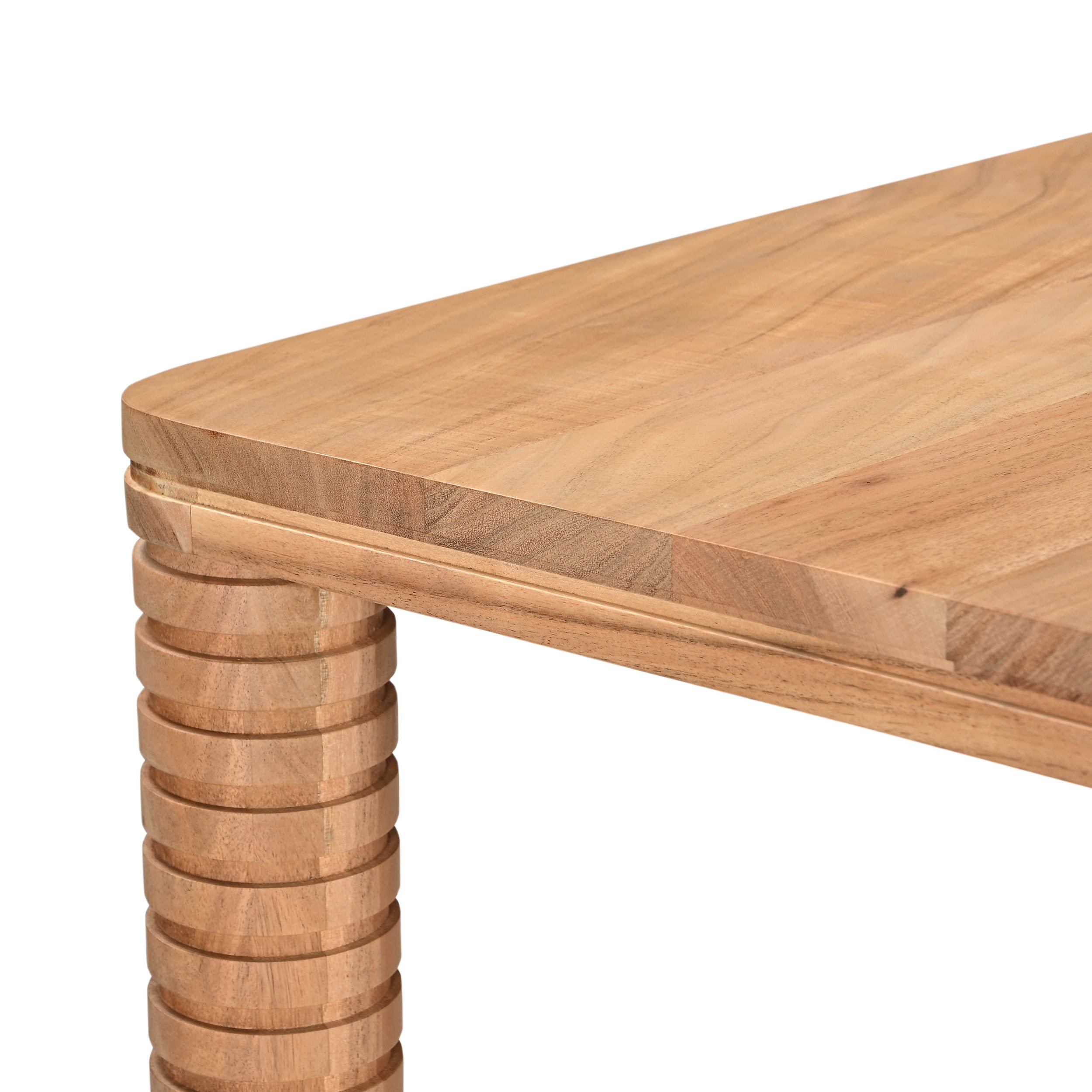 Sakura Solid Acacia Wood Dining Table and Bench Set