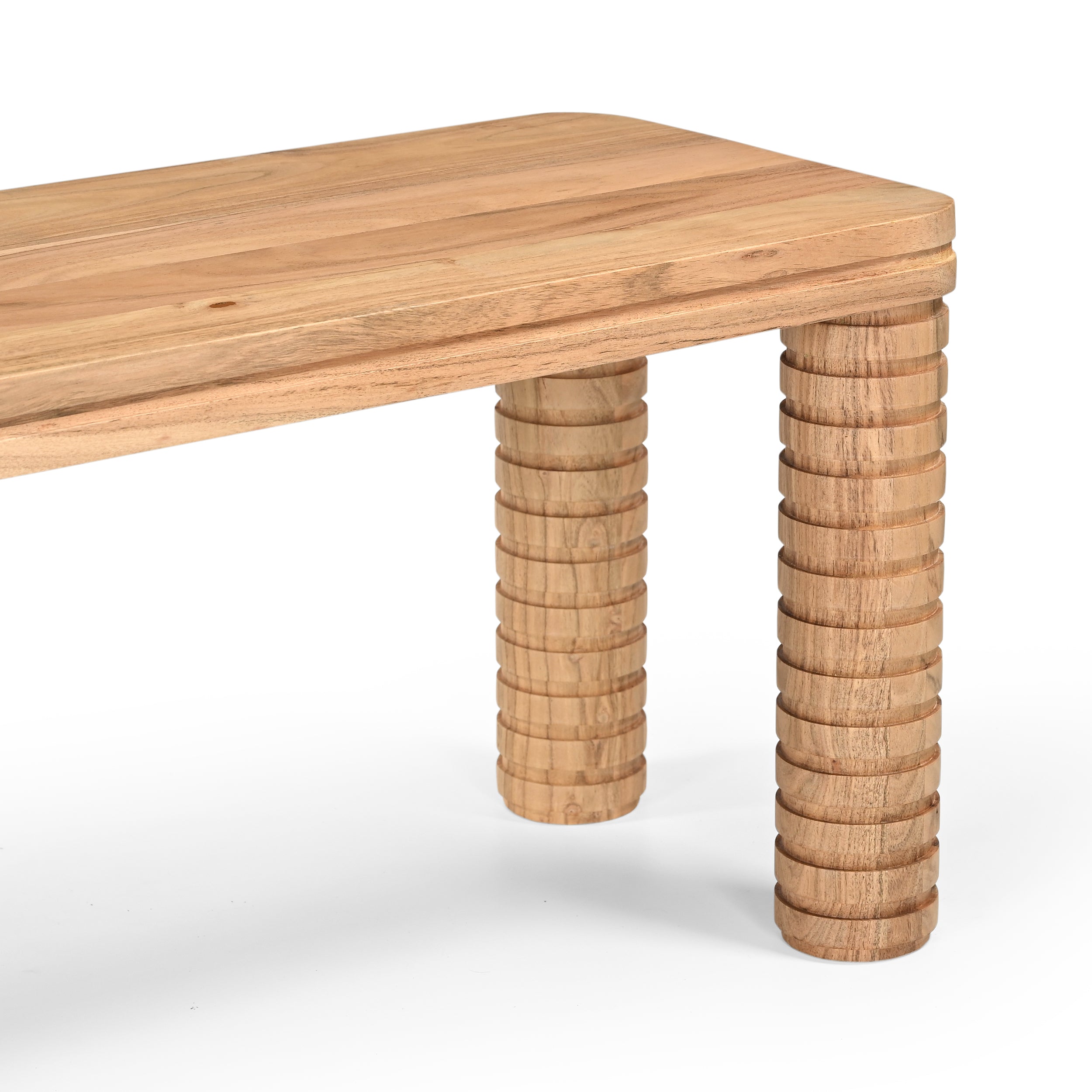Sakura Solid Acacia Wood Dining Table and Bench Set