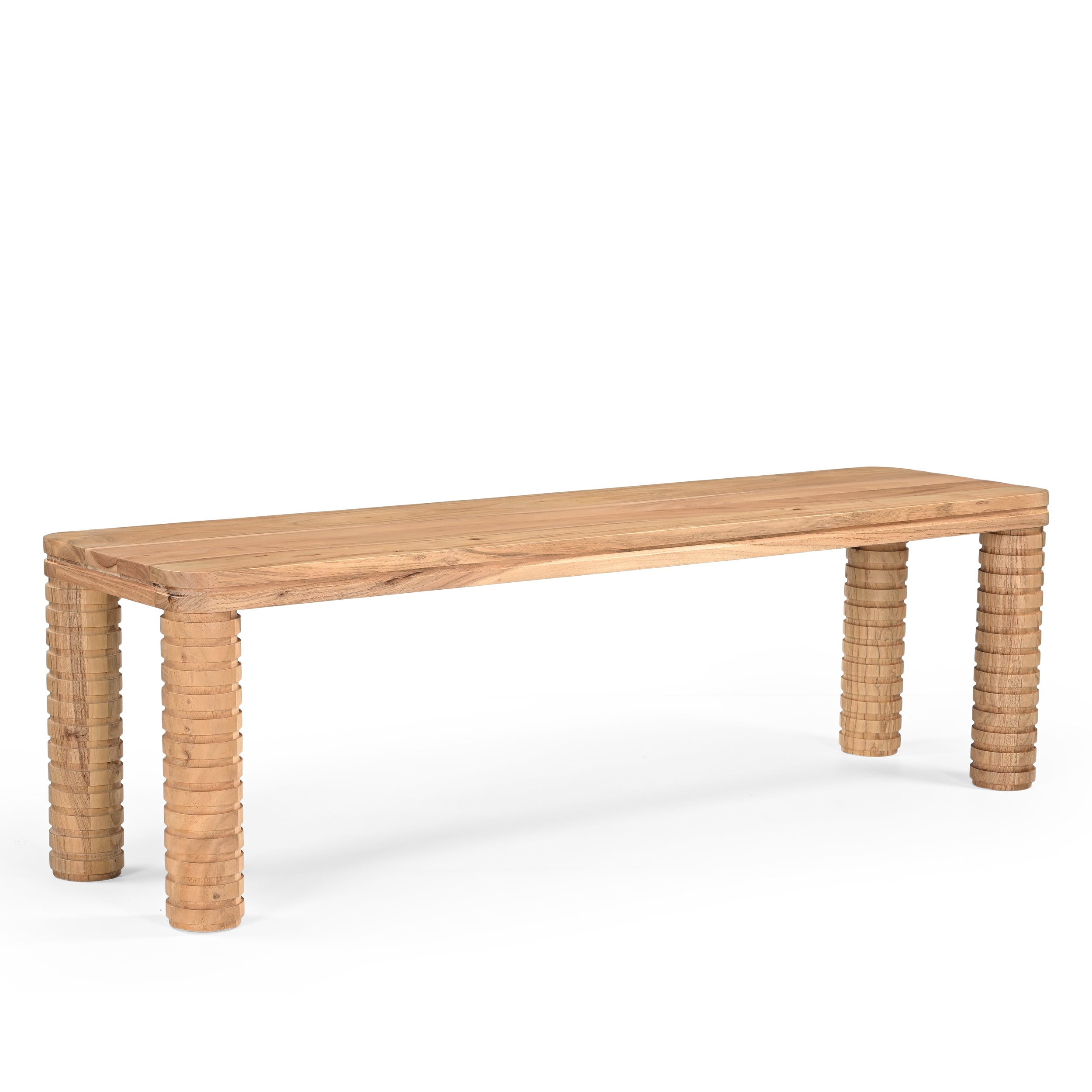 Sakura Solid Acacia Wood Dining Table and Bench Set