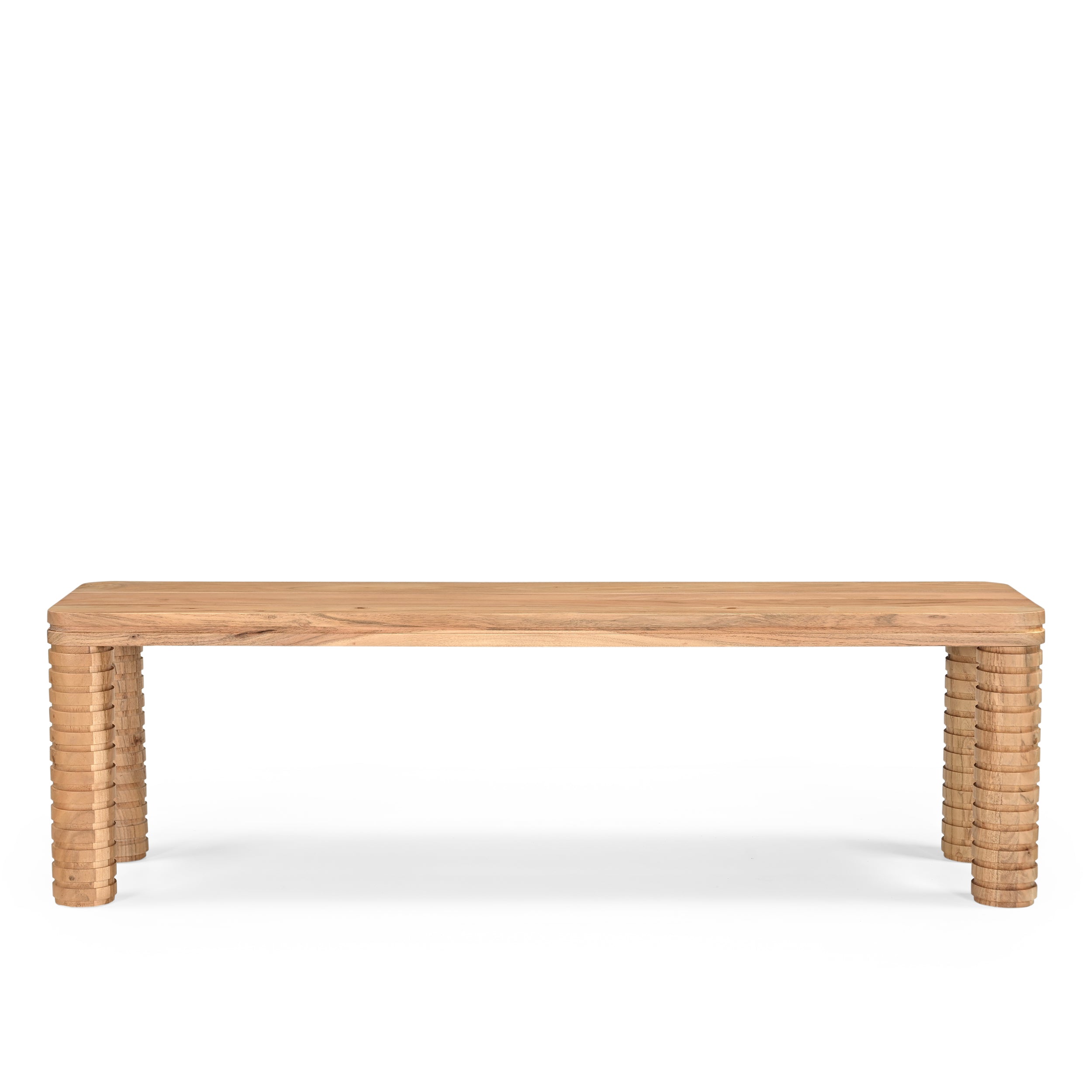 Sakura Solid Acacia Wood Dining Table and Bench Set