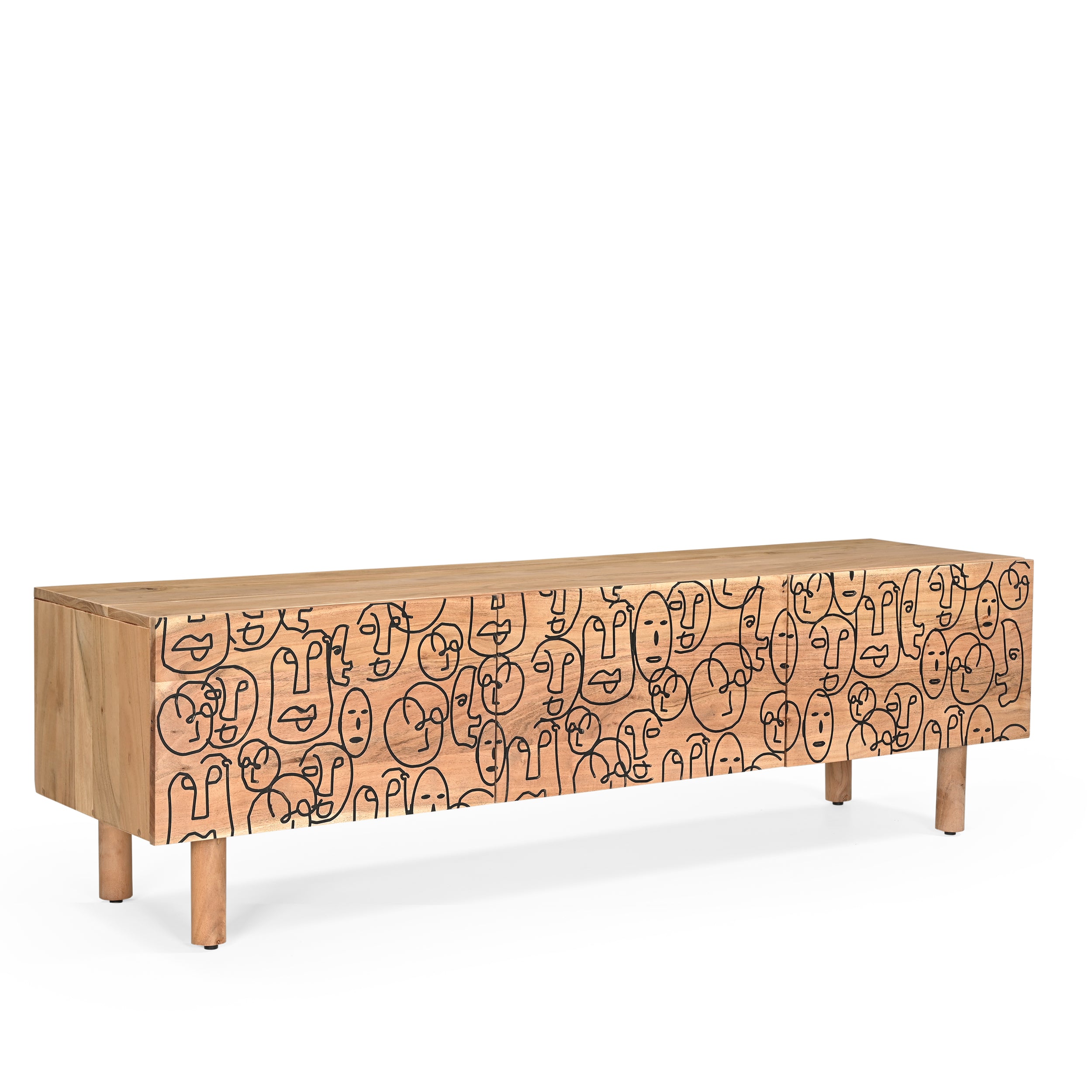 Faces Solid Acacia Wood Medium TV Stand (160cm)