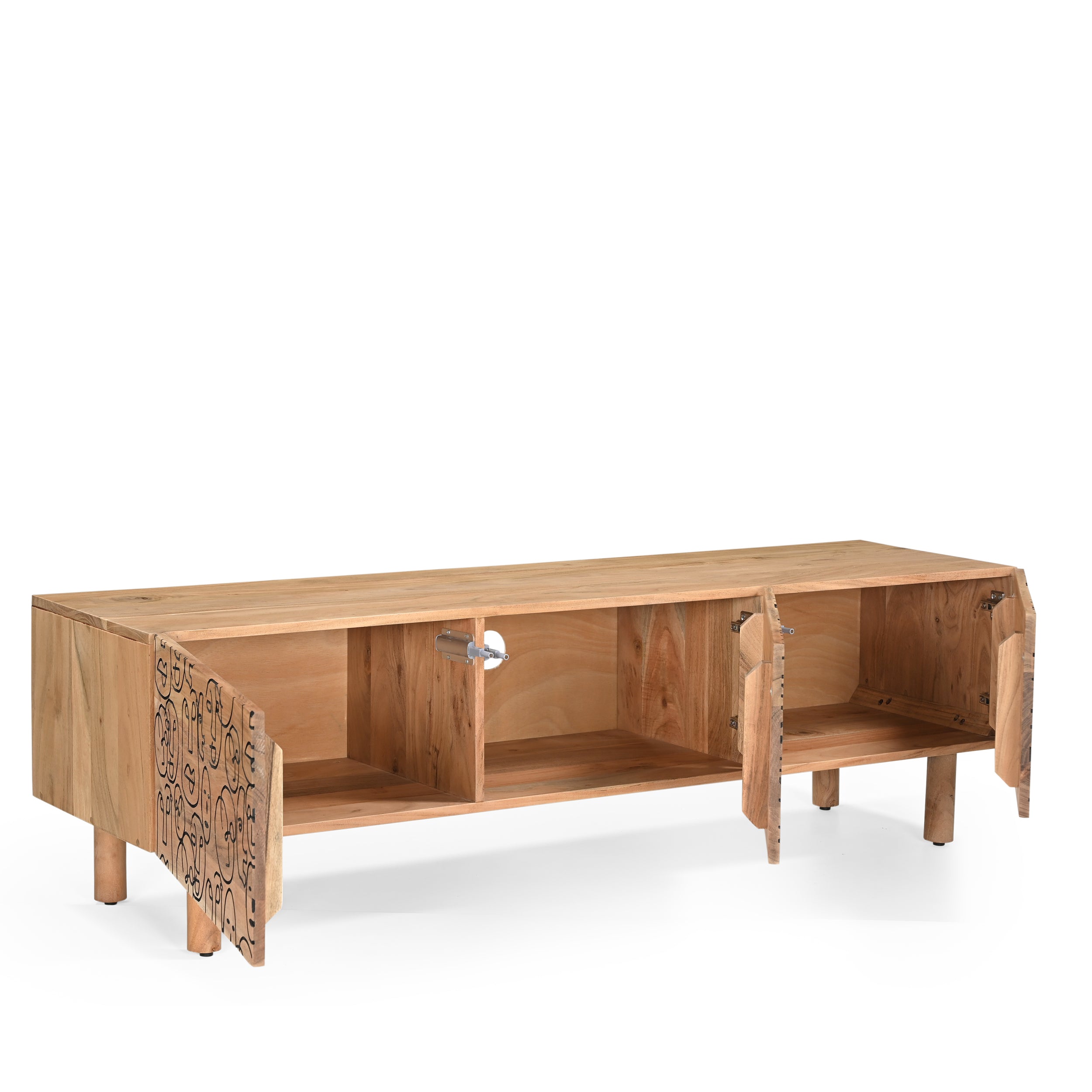 Faces Solid Acacia Wood Medium TV Stand (160cm)