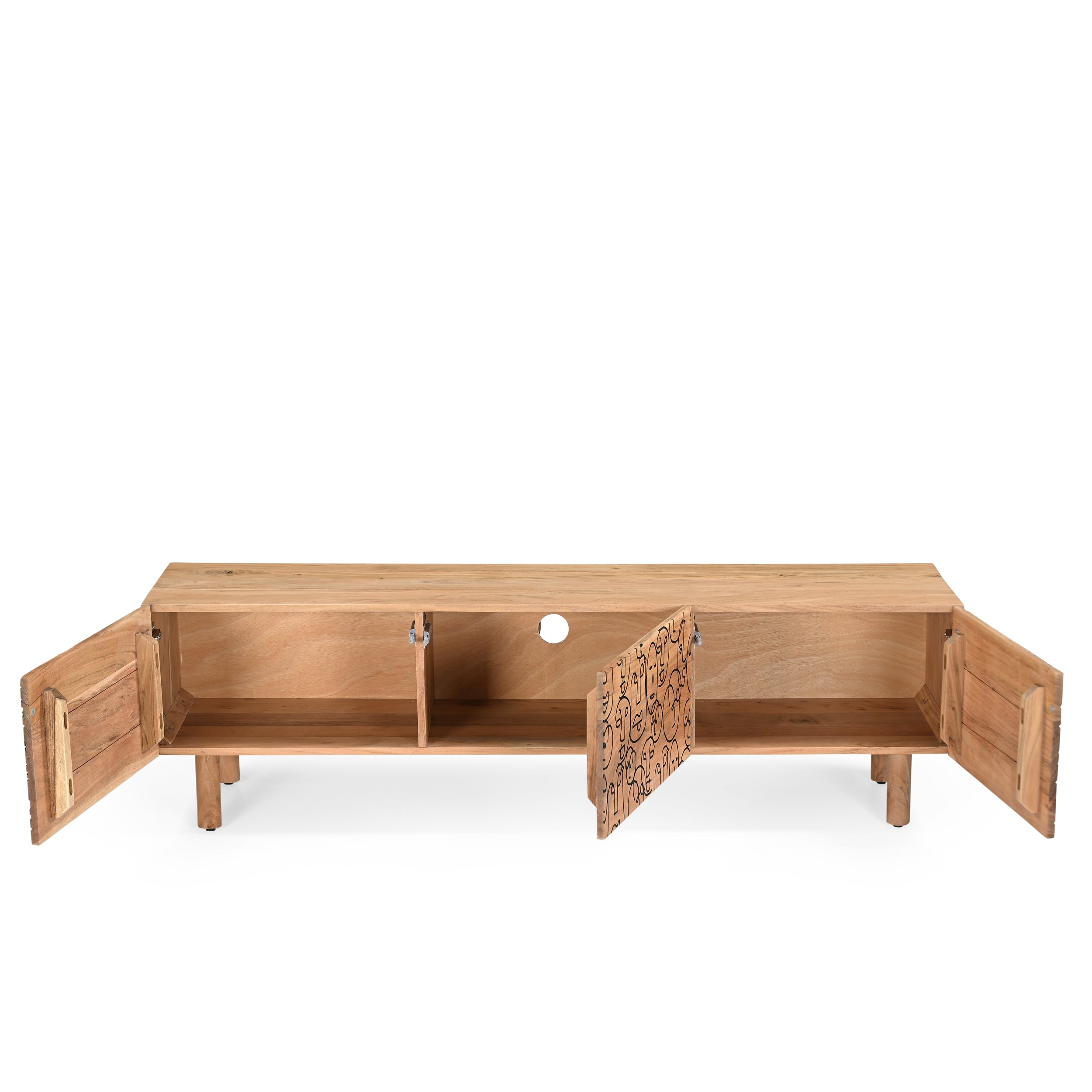 Faces Solid Acacia Wood Medium TV Stand (160cm)