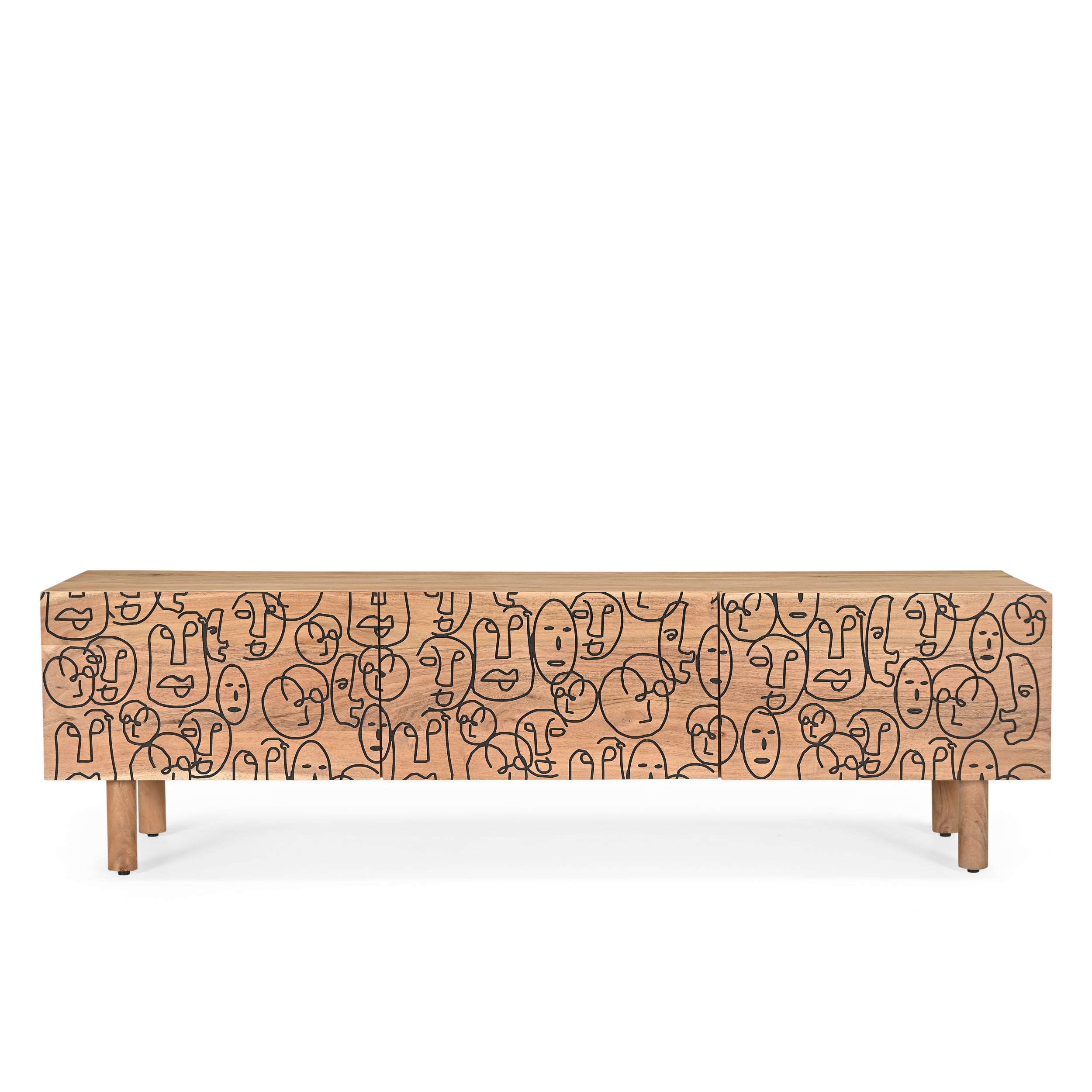 Faces Solid Acacia Wood Medium TV Stand