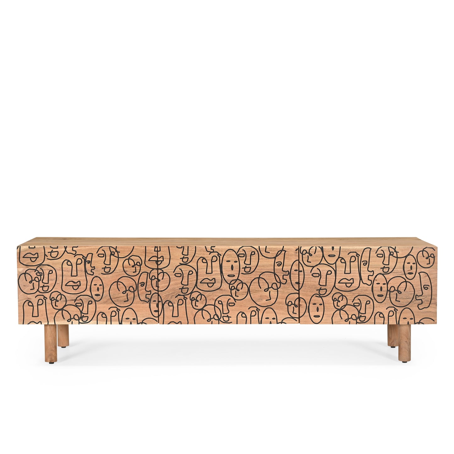 Faces Solid Acacia Wood Medium TV Stand