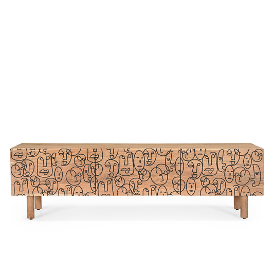 Faces Solid Acacia Wood Medium TV Stand