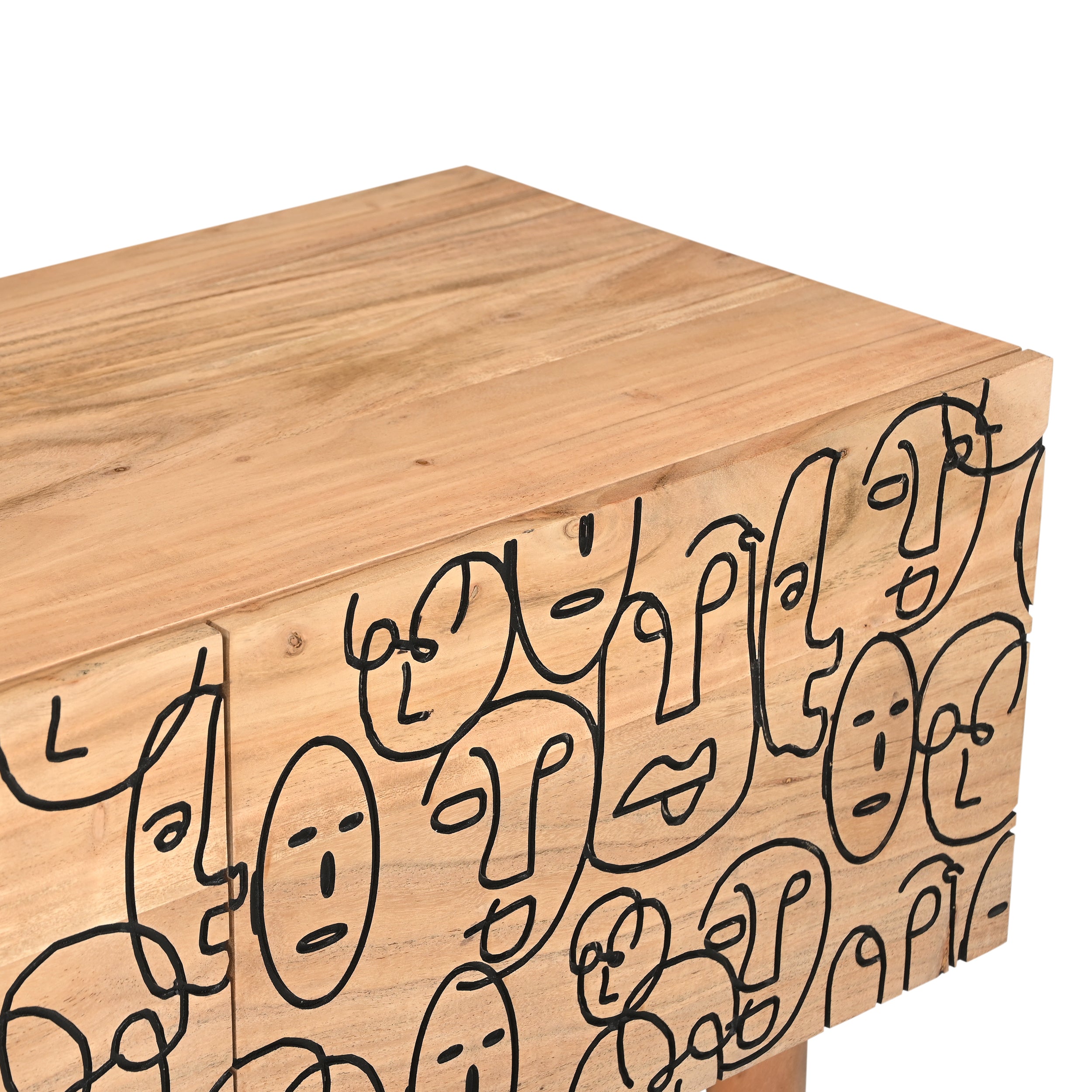 Faces Solid Acacia Wood Small TV Stand (140cm)