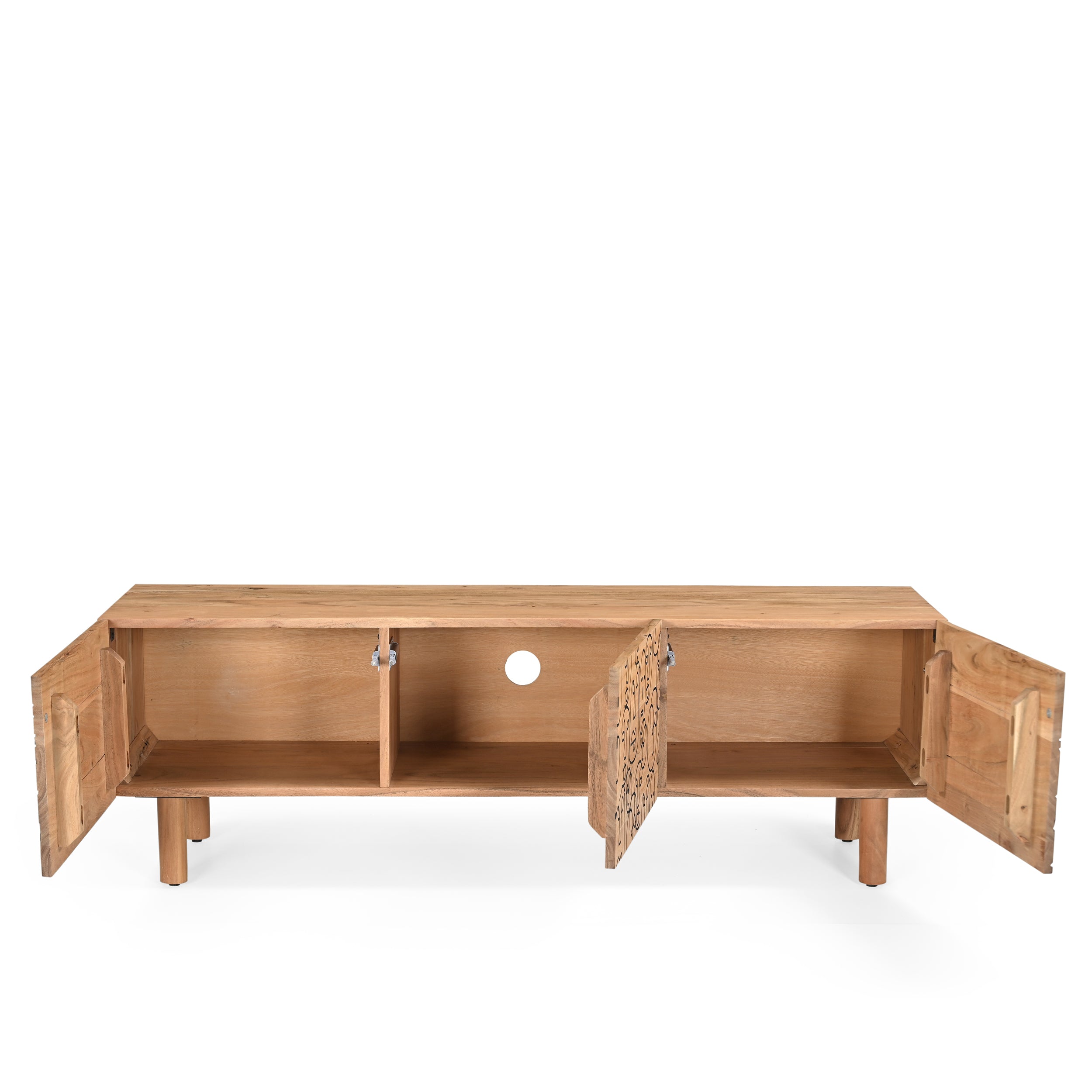 Faces Solid Acacia Wood Small TV Stand (140cm)