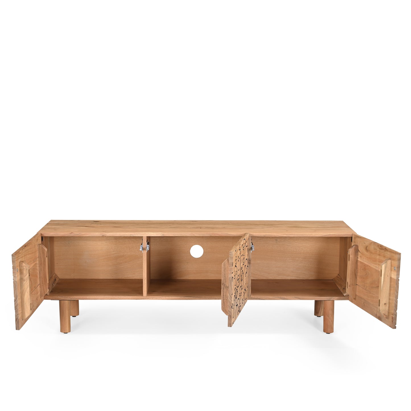 Faces Solid Acacia Wood Small TV Stand