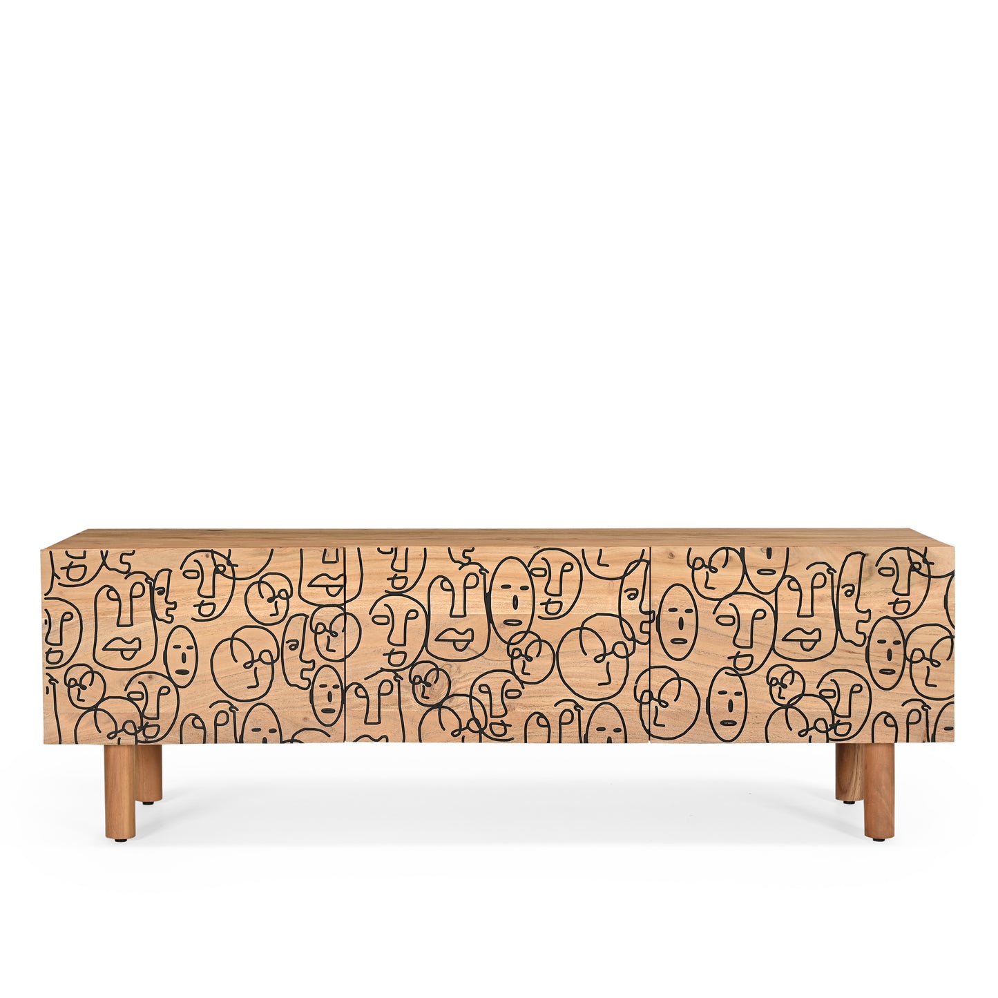 Faces Solid Acacia Wood Small TV Stand