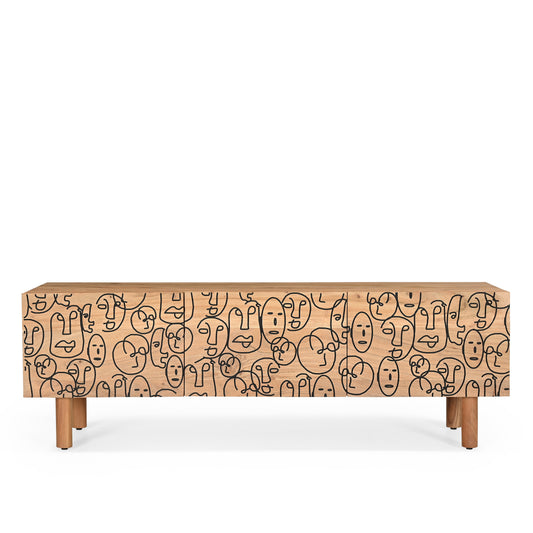 Faces Solid Acacia Wood Small TV Stand