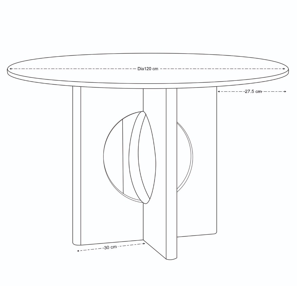 Chicago Round Solid Mango Wood Dining Table Black