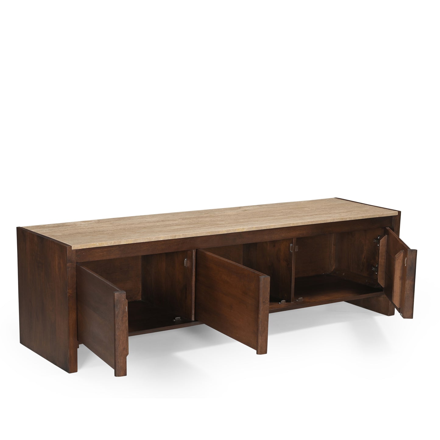 Kobe Solid Mango Wood and Travertine TV Stand