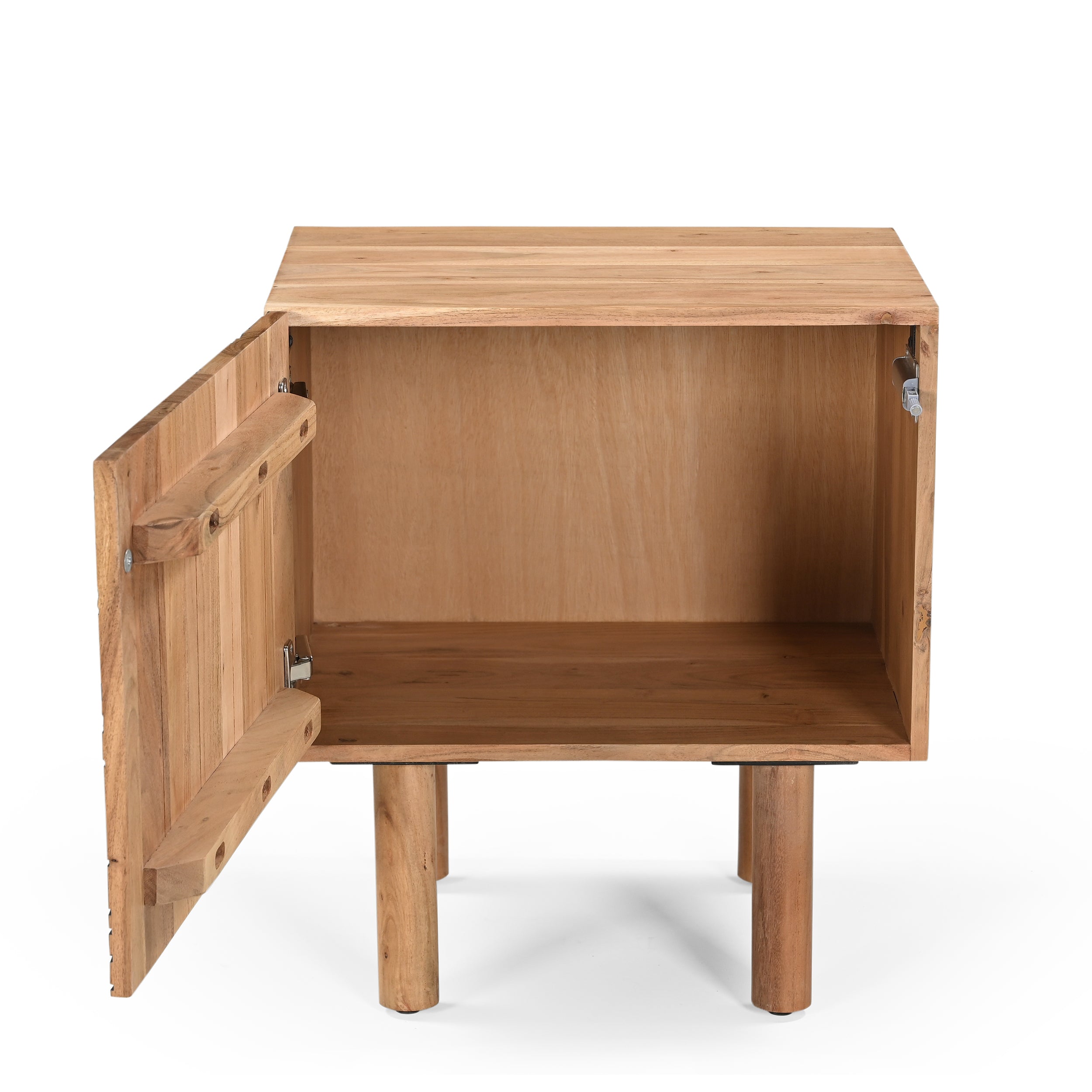 Faces Solid Acacia Wood Bedside Table