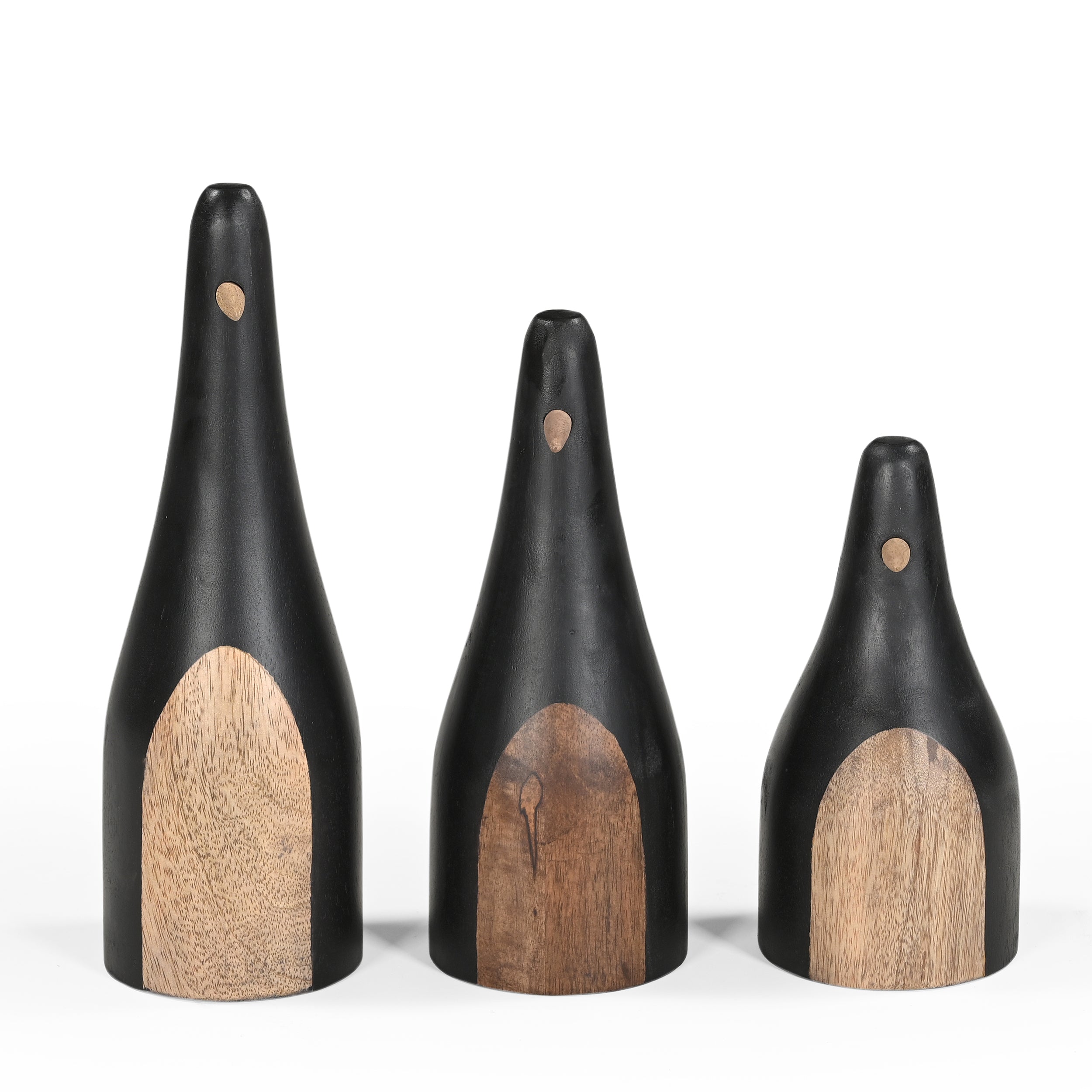 Set of 3 Solid Mango Wood Penguins