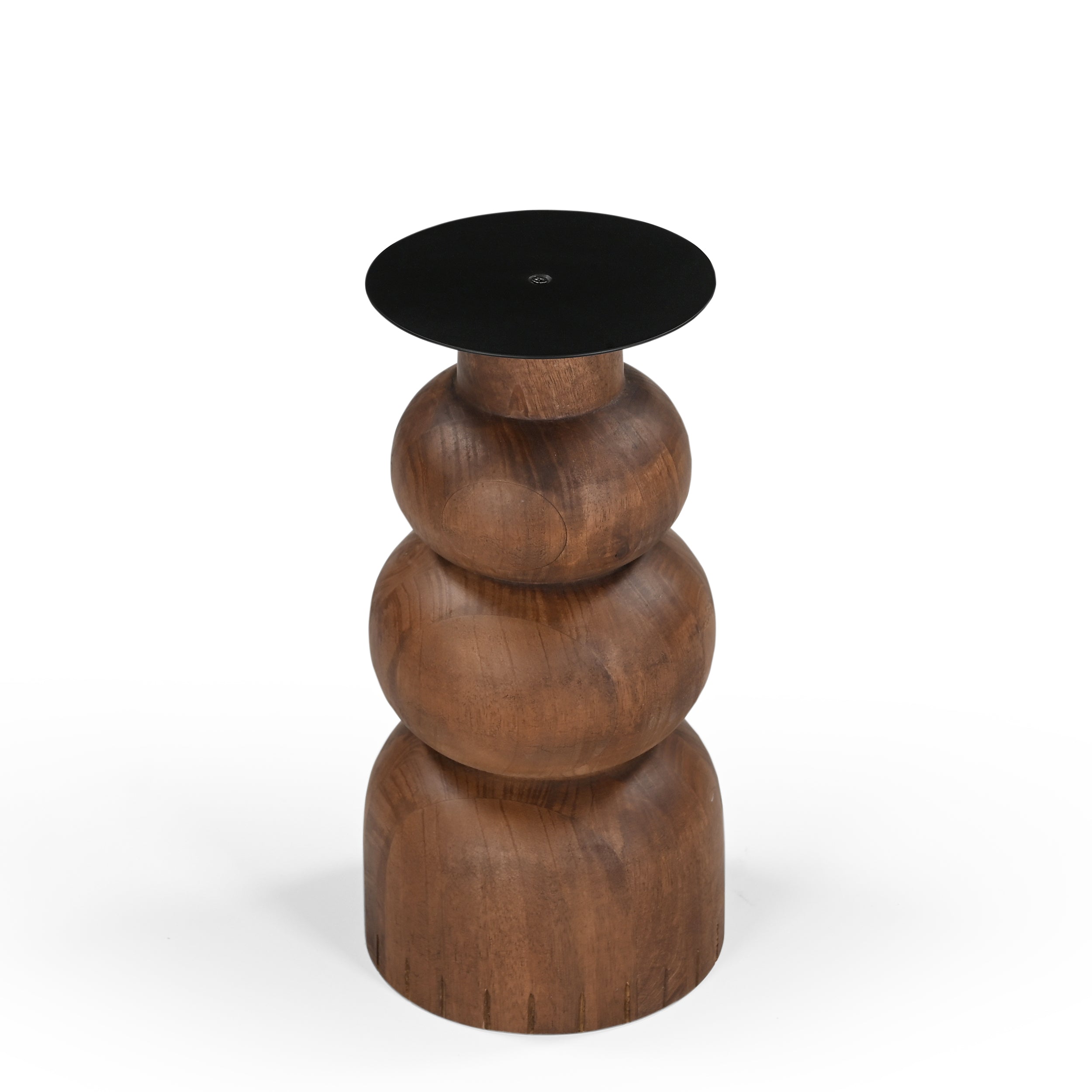 Emica Solid Mango Wood Medium Candle Stand Brown