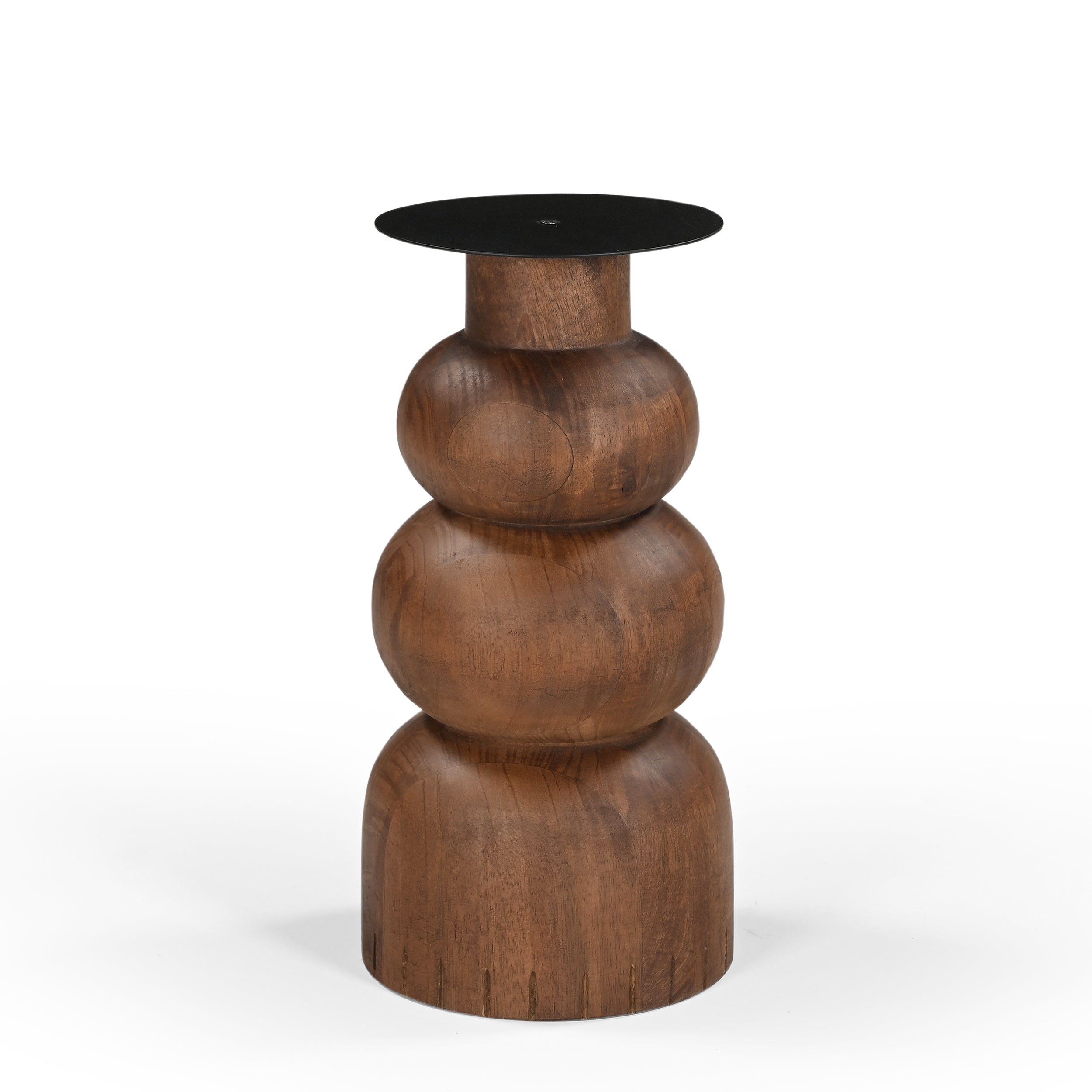 Emica Solid Mango Wood Medium Candle Stand Brown