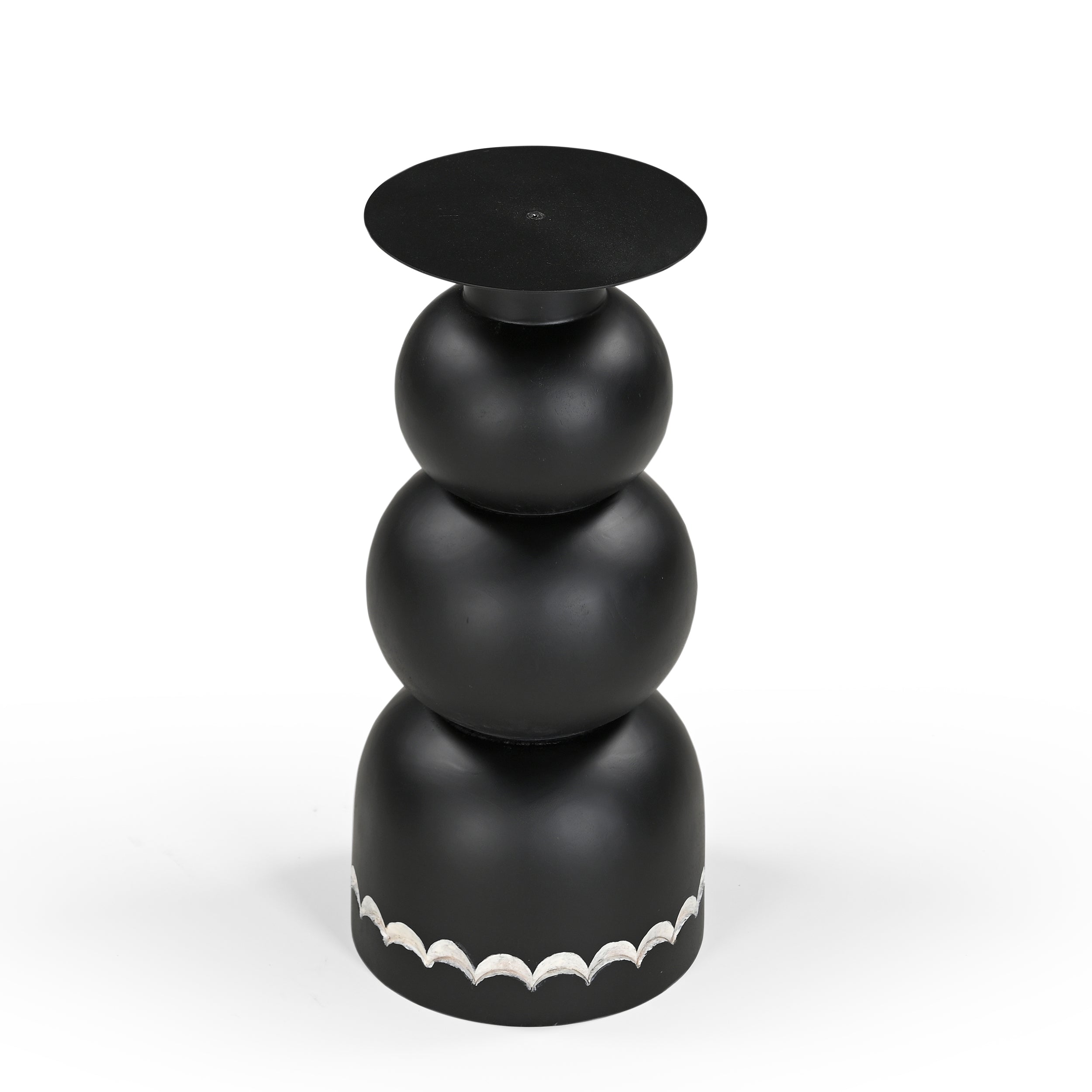 Emica Solid Mango Wood Large Candle Stand Black