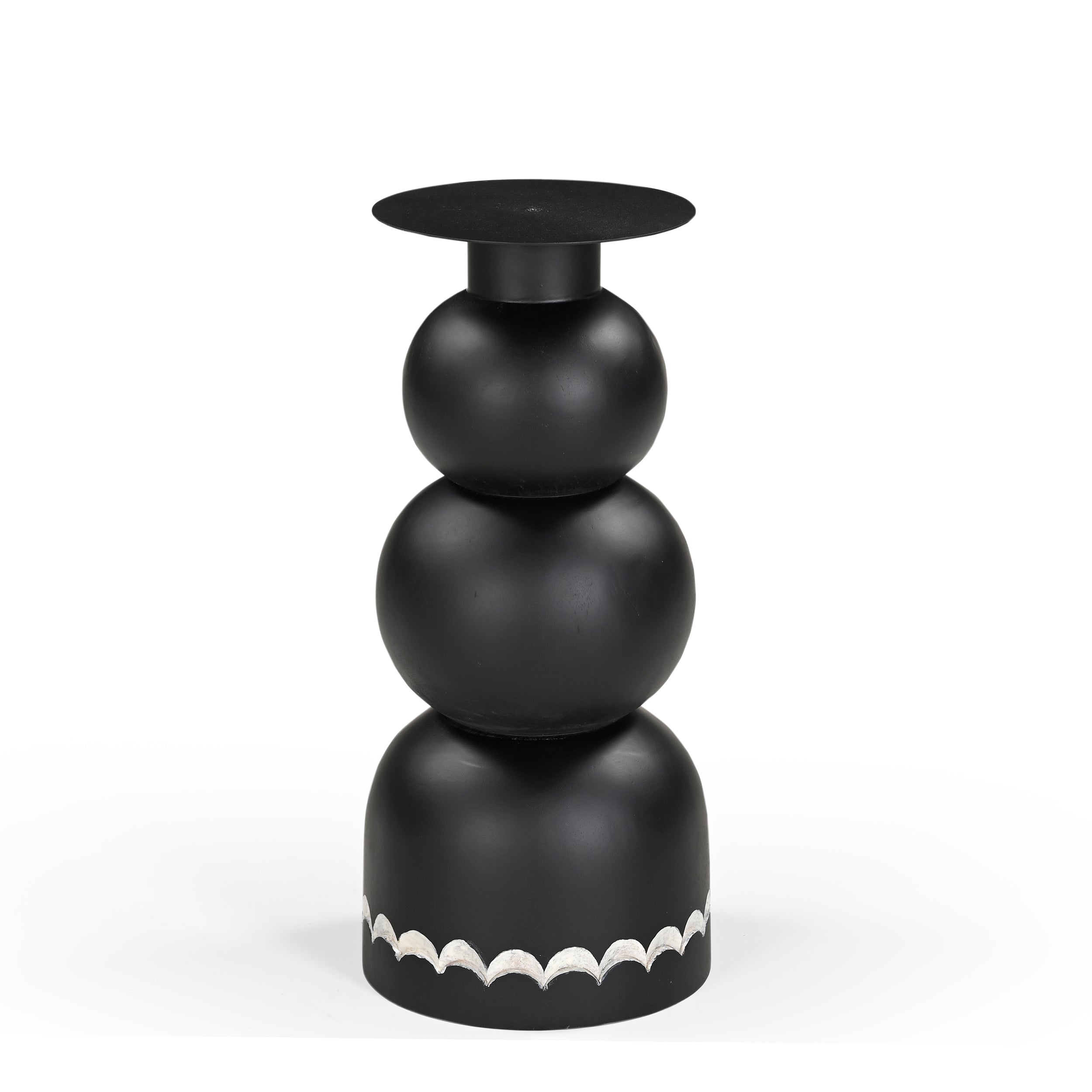 Emica Solid Mango Wood Large Candle Stand Black