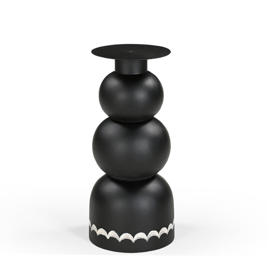 Emica Solid Mango Wood Large Candle Stand Black