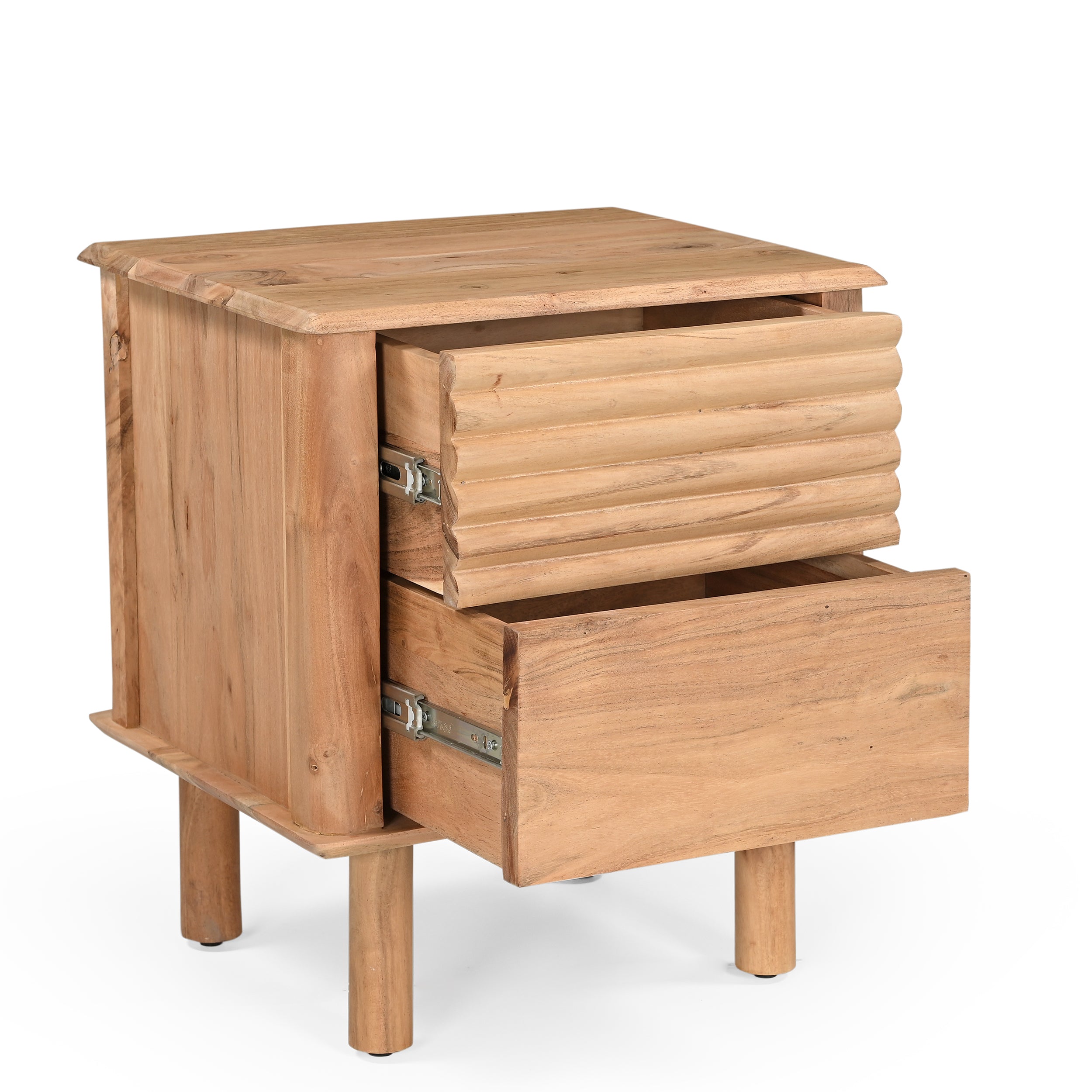 Kiso Solid Acacia Wood Bedside Table