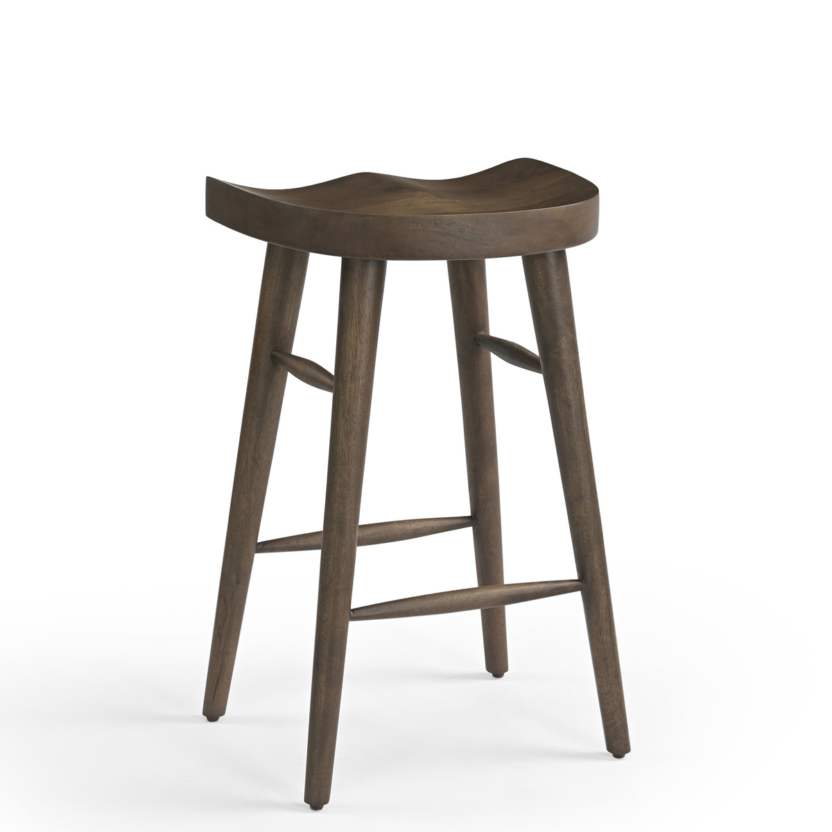 Selma Solid Mango Wood Kitchen Stool Walnut