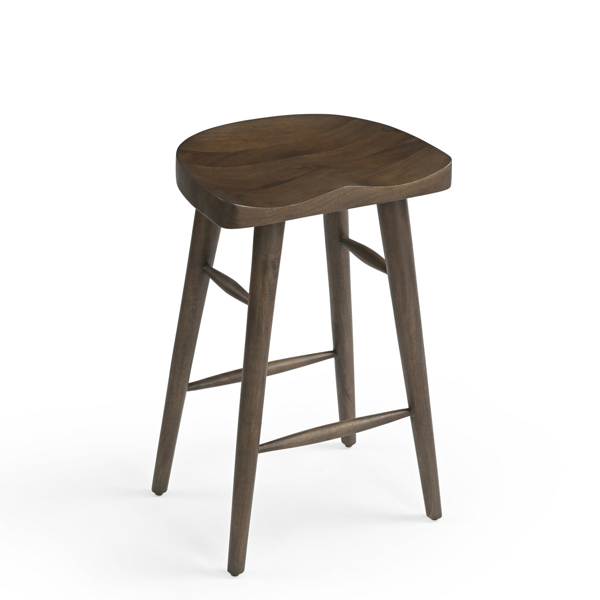 Selma Solid Mango Wood Kitchen Stool Walnut