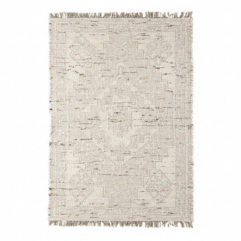 Layard Handwoven Flat Weave Punja Kelim New Zealand Wool Rug in Taupe & Ivory (2 Sizes)