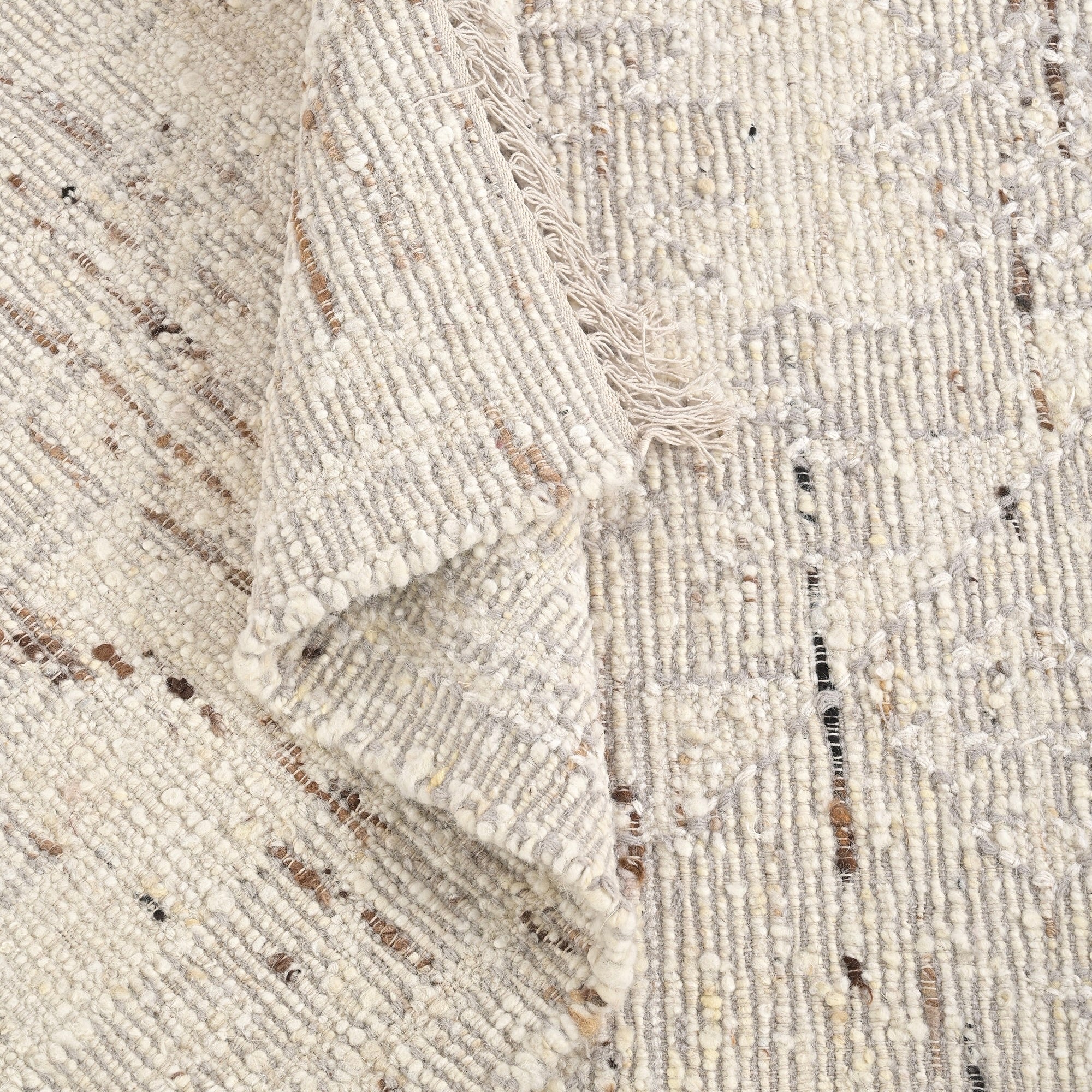 Layard Handwoven Flat Weave Punja Kelim New Zealand Wool Rug in Taupe & Ivory (2 Sizes)
