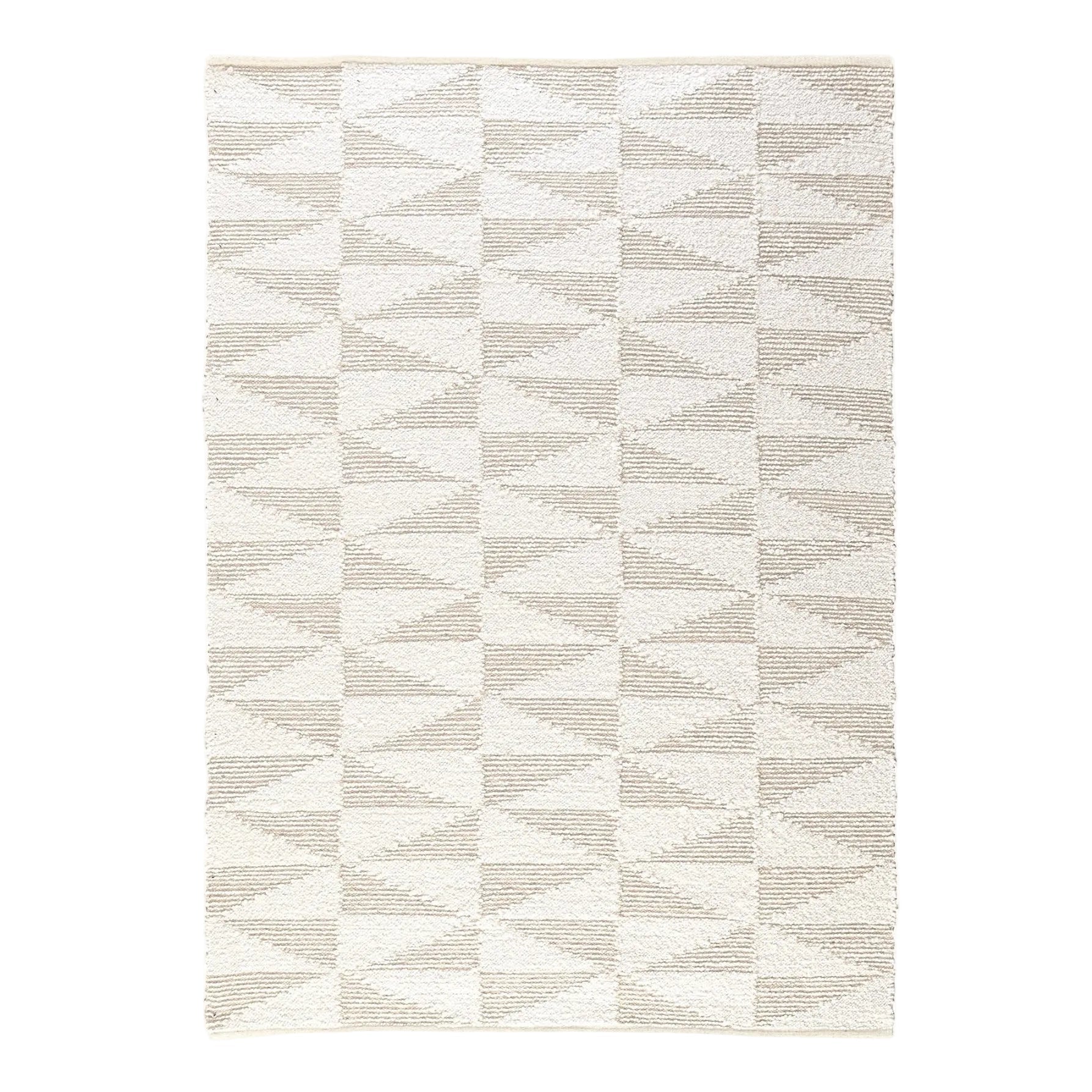 Braganza Handwoven Flat Weave Wool Rug in Ivory & Beige (2 Sizes)