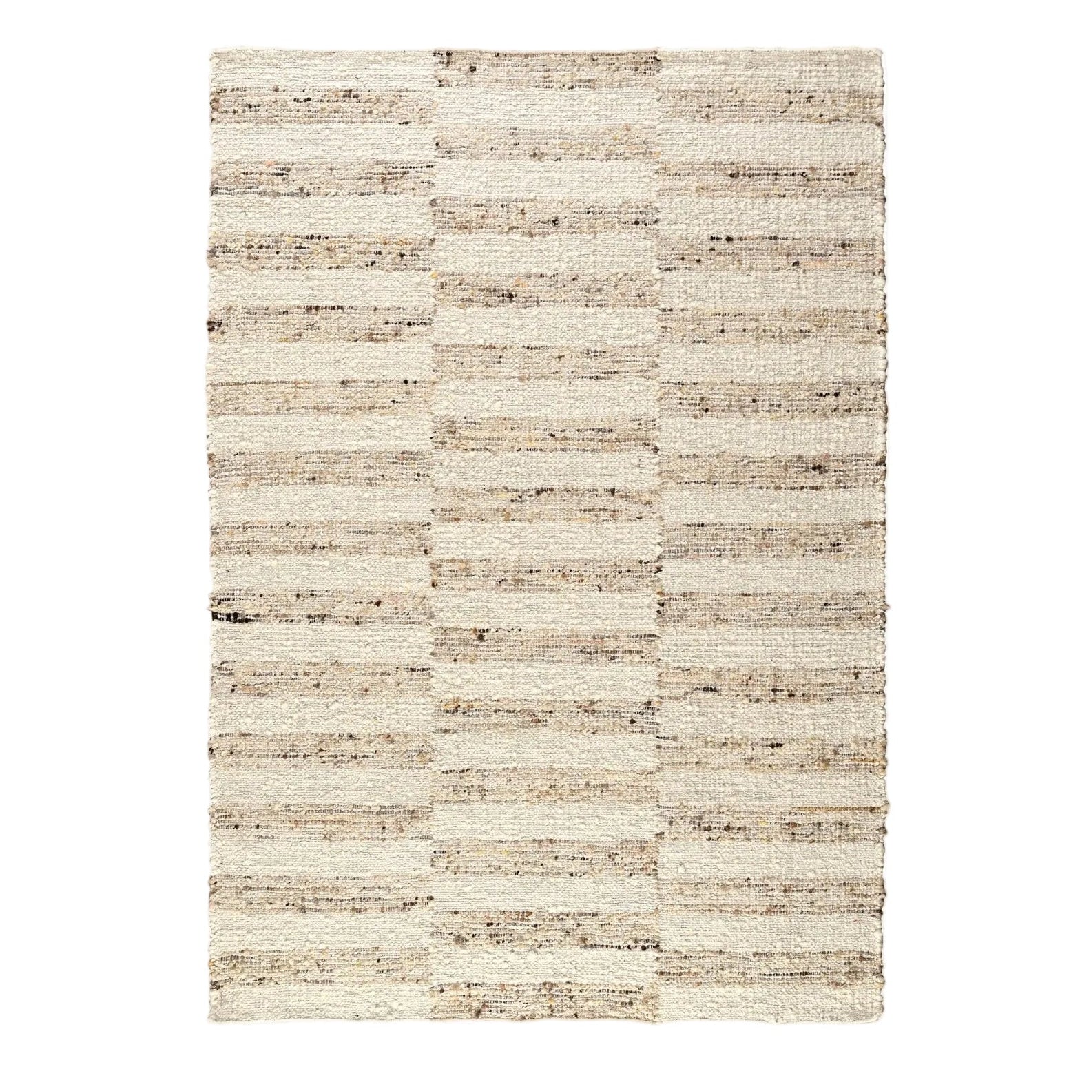 Ecatep Handwoven Flat Weave Punja Kelim Wool Rug in Ivory & Beige (2 Sizes)