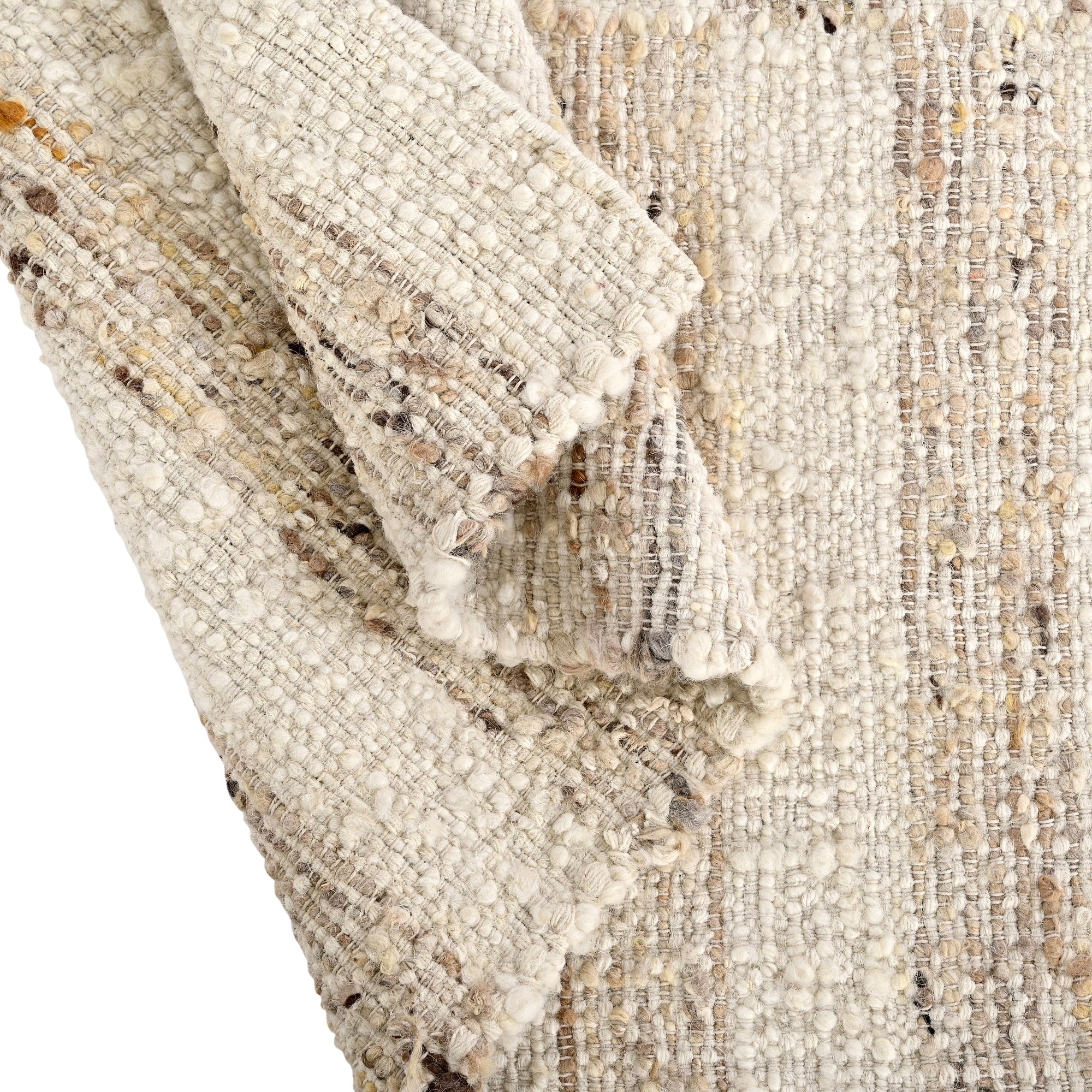 Ecatep Handwoven Flat Weave Punja Kelim Wool Rug in Ivory & Beige (2 Sizes)