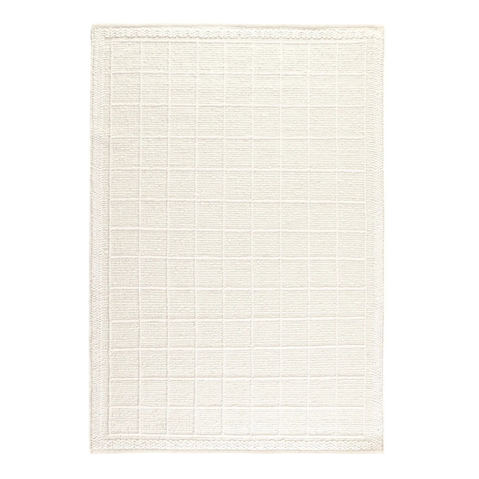 Shibam Handwoven Flat Weave Wool Rug in Ivory (2 Sizes)
