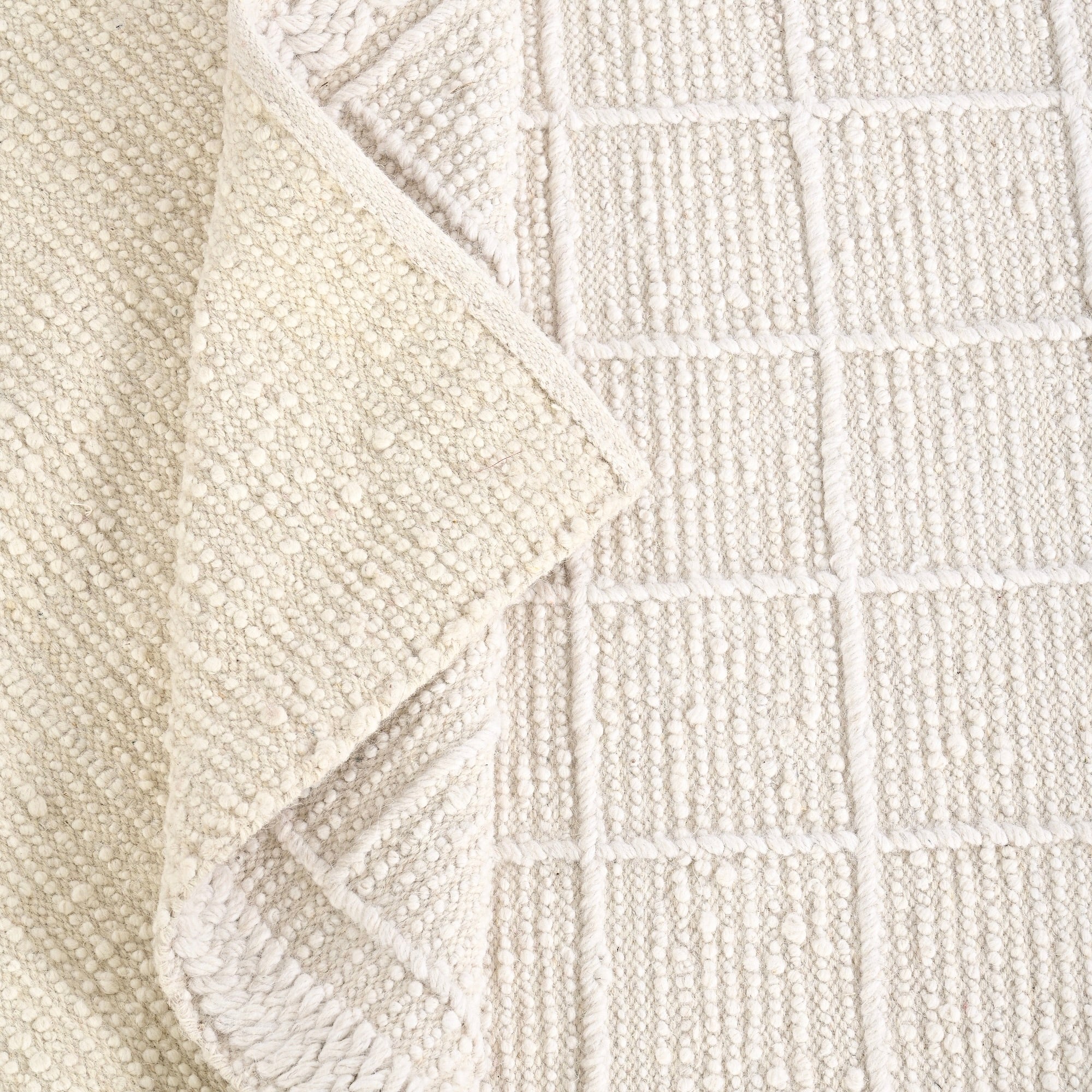 Shibam Handwoven Flat Weave Wool Rug in Ivory (2 Sizes)