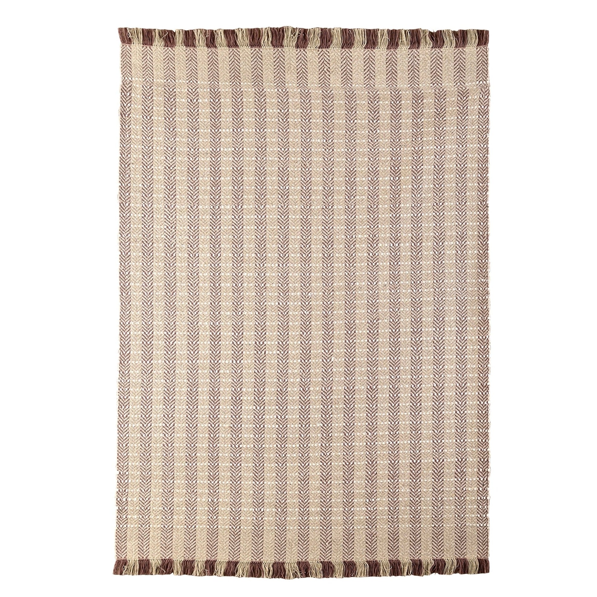 Ernestoe Handwoven Flat Weave Wool Rug in Natural, Beige & Ivory (2 Sizes)