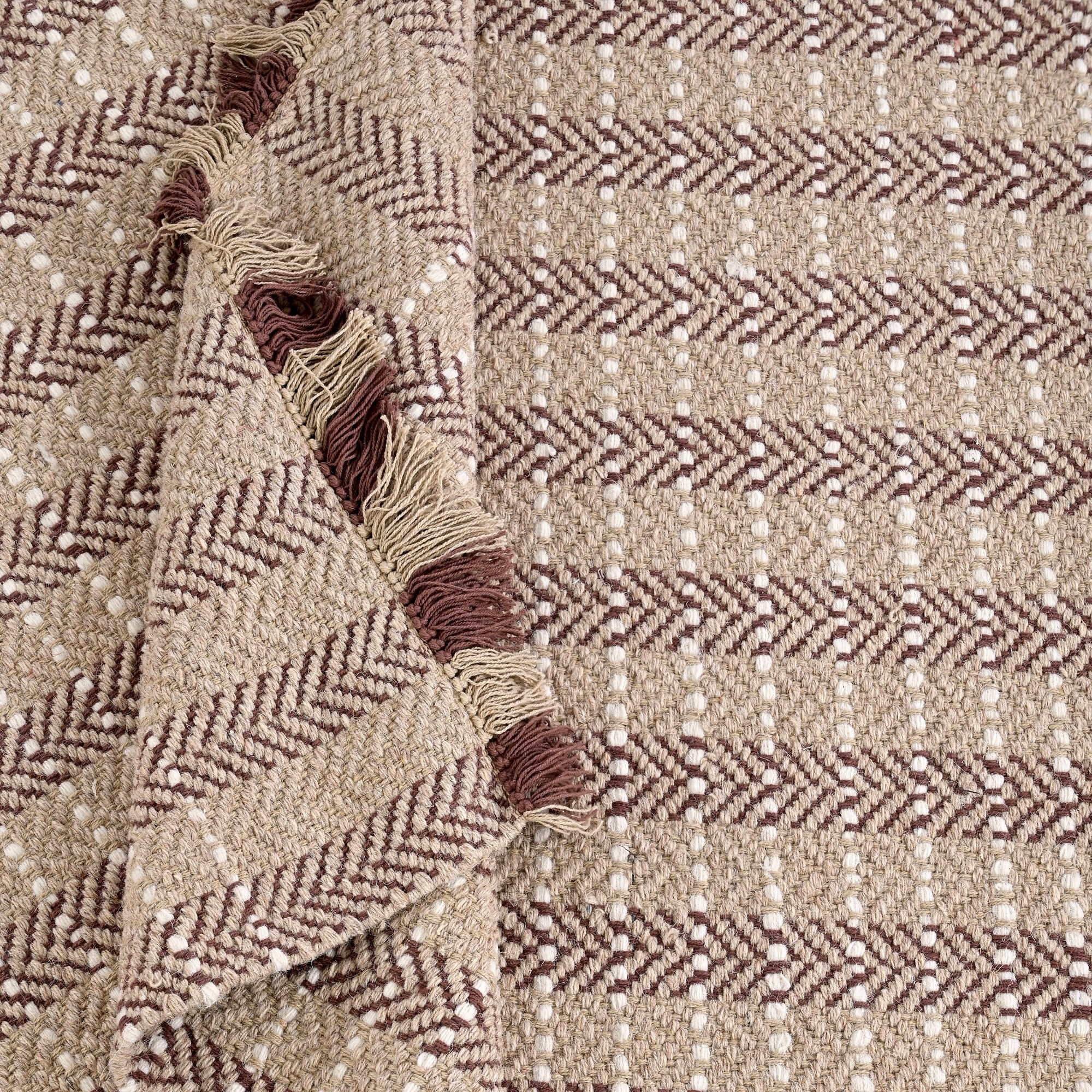 Ernestoe Handwoven Flat Weave Wool Rug in Natural, Beige & Ivory (2 Sizes)