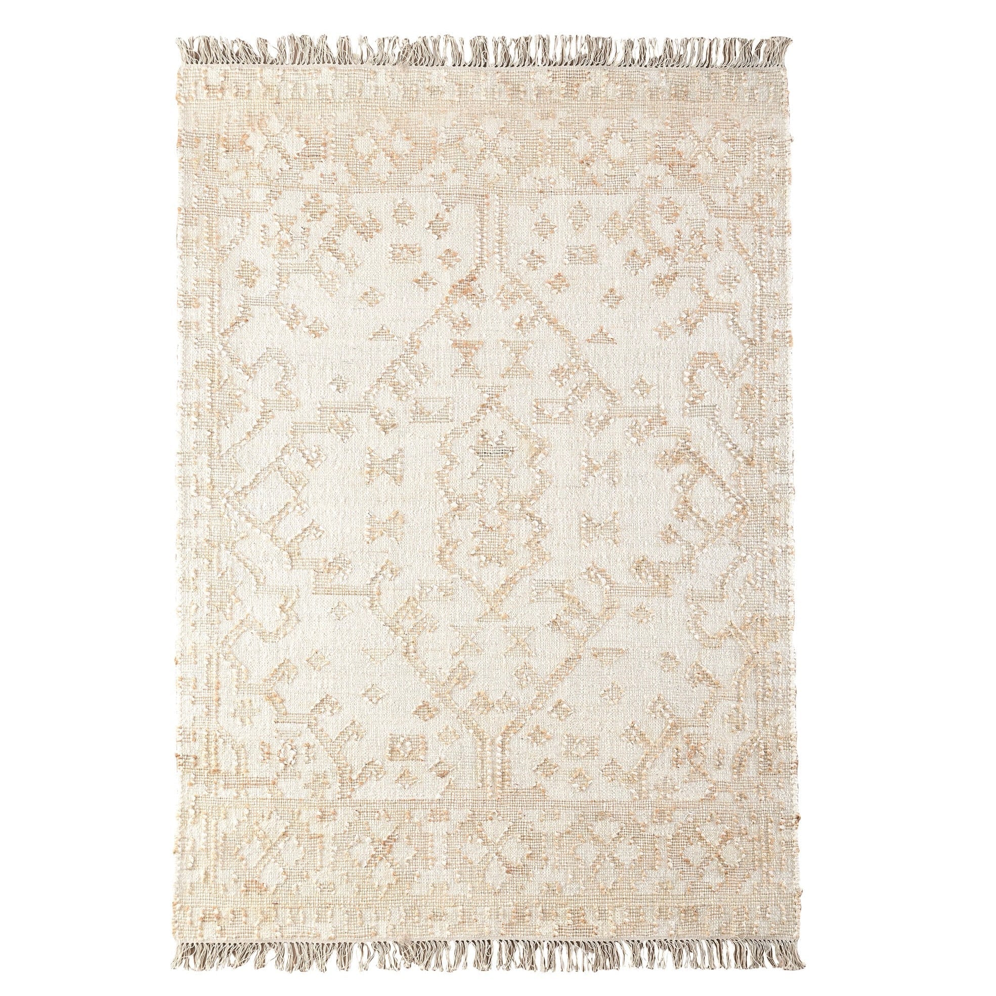 Huxlei Handwoven Flat Weave Punja Kelim Jute & Wool Rug in Ivory & Natural (2 Sizes)