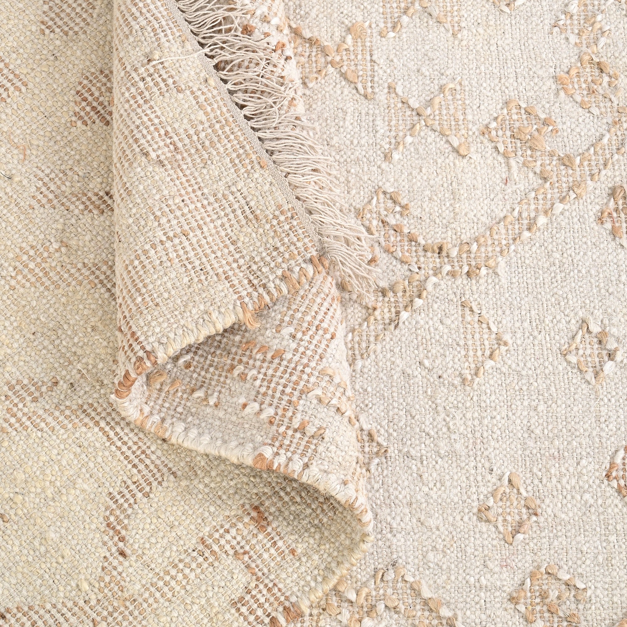 Huxlei Handwoven Flat Weave Punja Kelim Jute & Wool Rug in Ivory & Natural (2 Sizes)