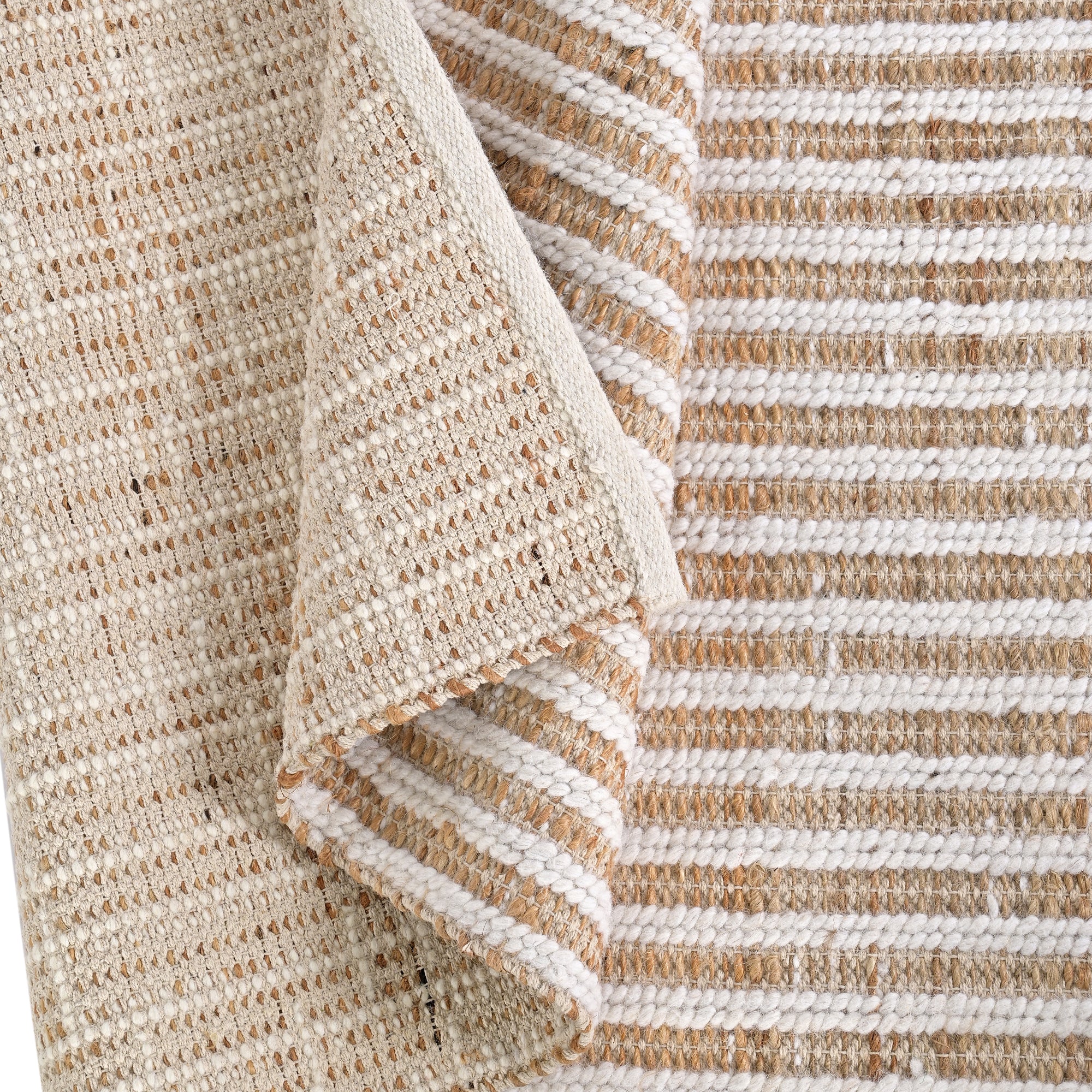 Brinvel Handwoven Flat Weave Jute & Wool Rug in Ivory (2 Sizes)