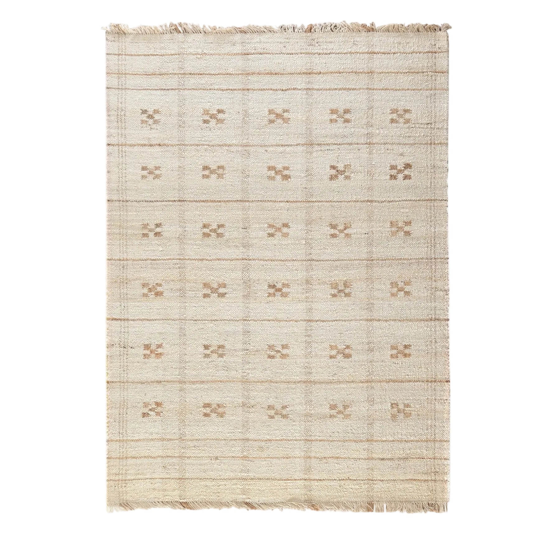 Eithan Handwoven Flat Weave Punja Kelim Jute Rug in Ivory & Natural (2 Sizes)